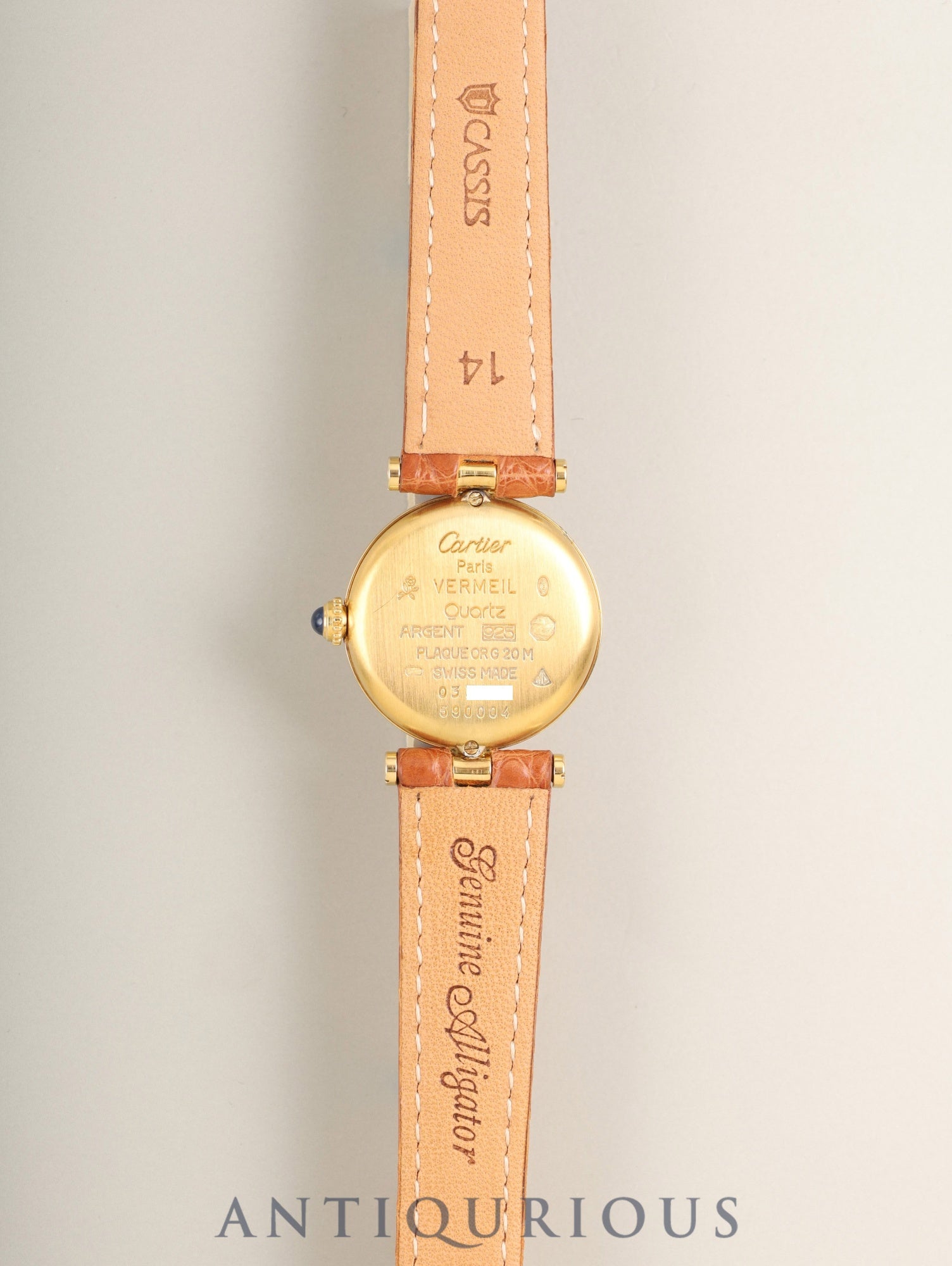 Cartier Must Vendôme VLC SM W1002154 / 590004 Quartz Caliber 690 SV925 Leather Strap with Genuine D-buckle (GP) Arabic Dial Box Overhauled