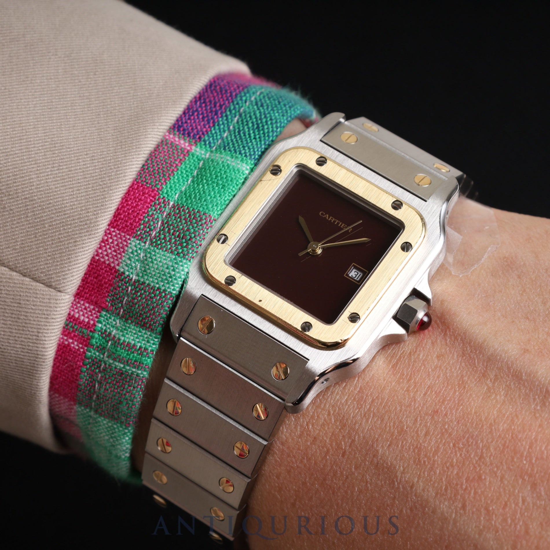 Cartier Santos Galbee LM AC23.80gr OR 0.750 4.05gr Automatic SS/YG SS/YG Garnet dial Bordeaux dial Complete service (full maintenance) completed at Cartier boutique