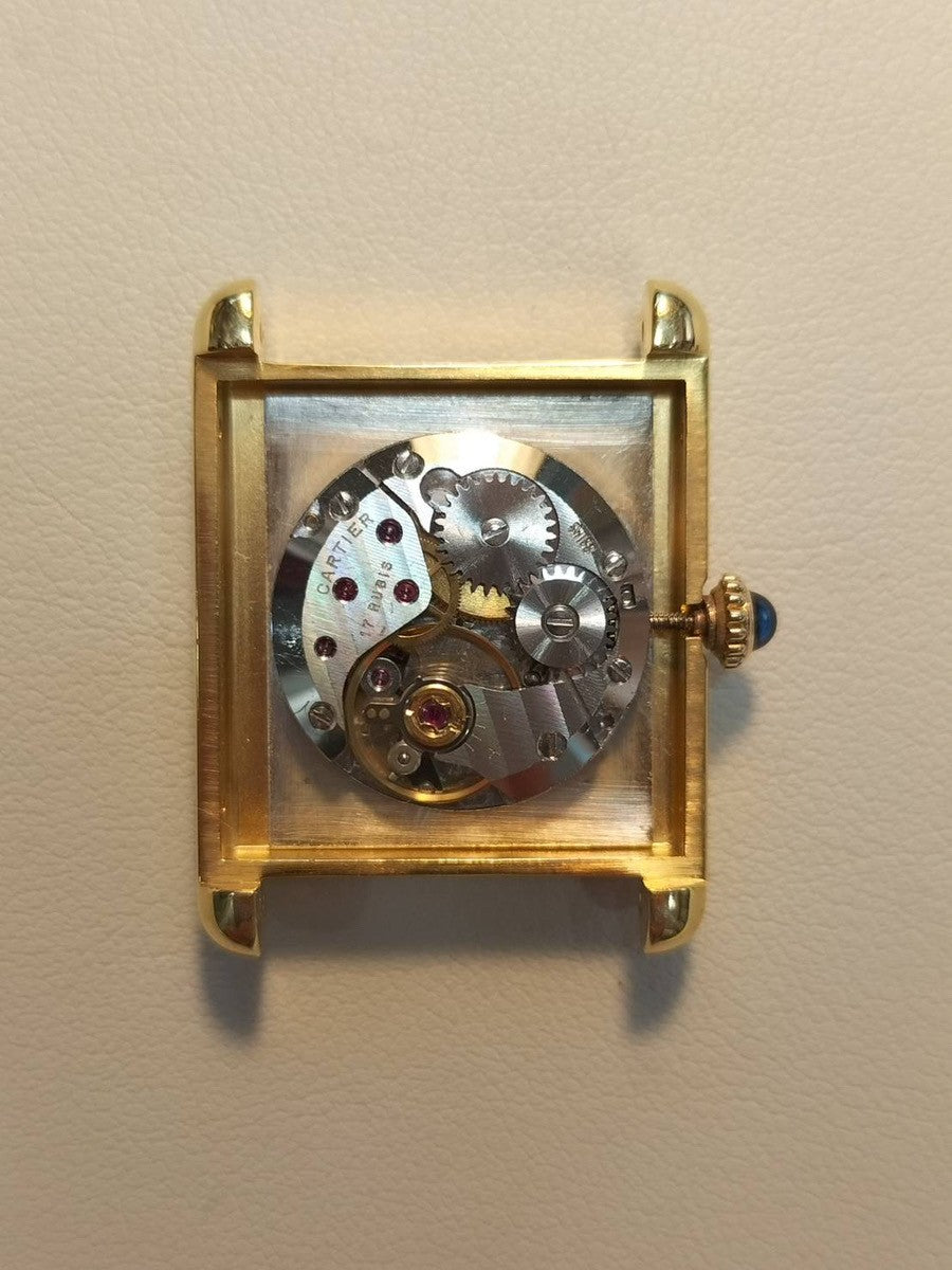 カルティエ マストタンク LM 手巻き SV925 革 純正尾錠(GP)アイボリーローマン文字盤 オーバーホール済み