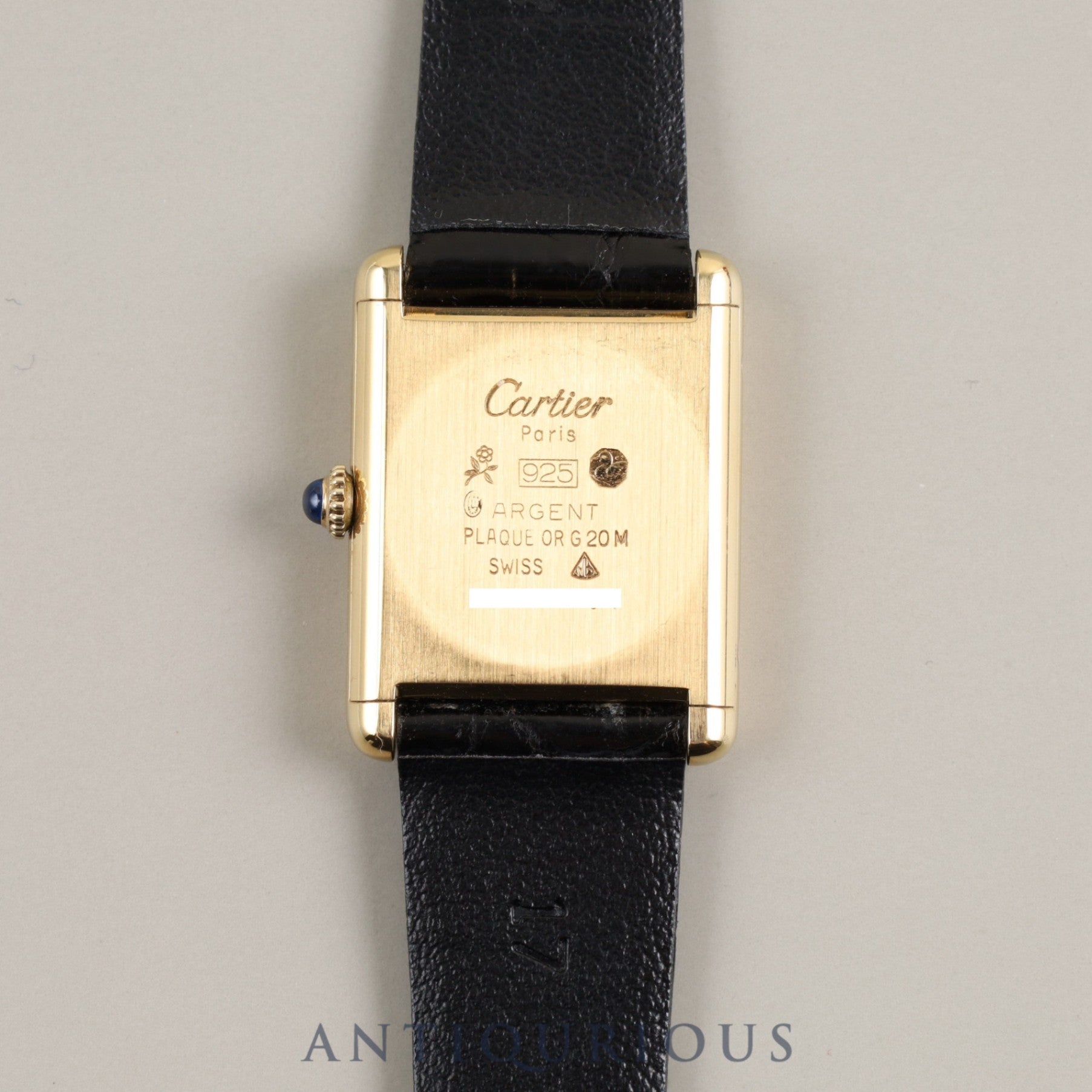 Cartier Must Tank LM 19749 o/w Hand-wound Cal.78-1 SV925 Leather Genuine buckle (GP) Black Roman dial Box Warranty (1980)