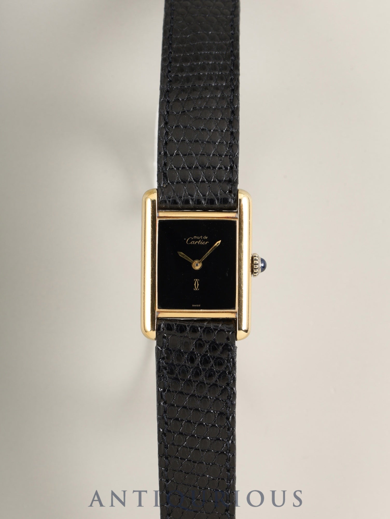 Cartier Must Tank SM Manual winding Cal.78-1 SV925 Genuine leather strap Genuine pin buckle (GP) Onyx dial (SWISS notation) Box Overhauled