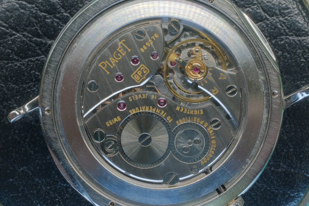 Piaget Round 90239 Manual Winding Caliber 9P2 750 Leather Genuine Buckle (750) Silver Dial Genuine Strap Overhauled