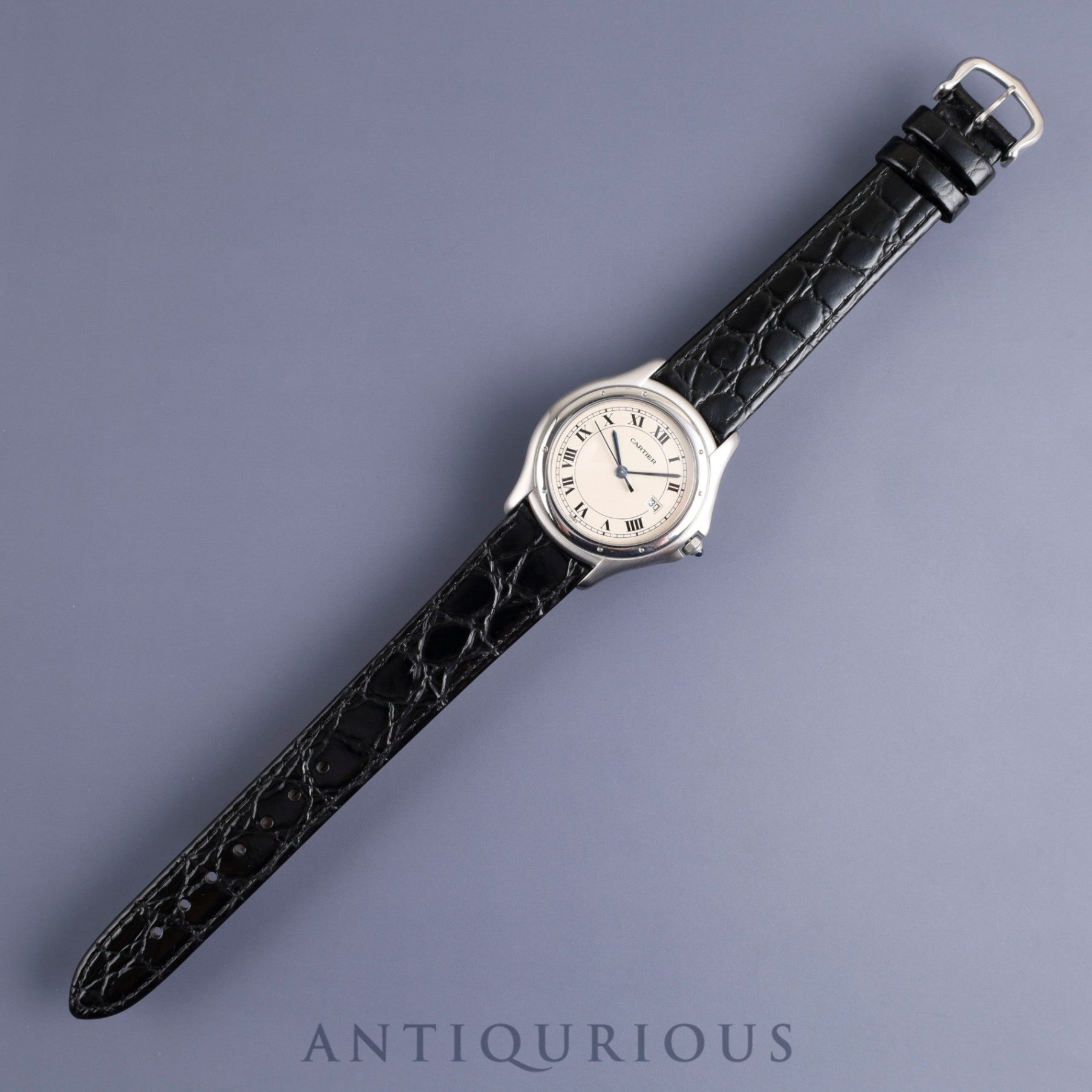 Cartier Panthere Cougar LM W35002F5 / 987904 Quartz SS Leather Genuine Buckle (SS) White Roman Dial Overhauled