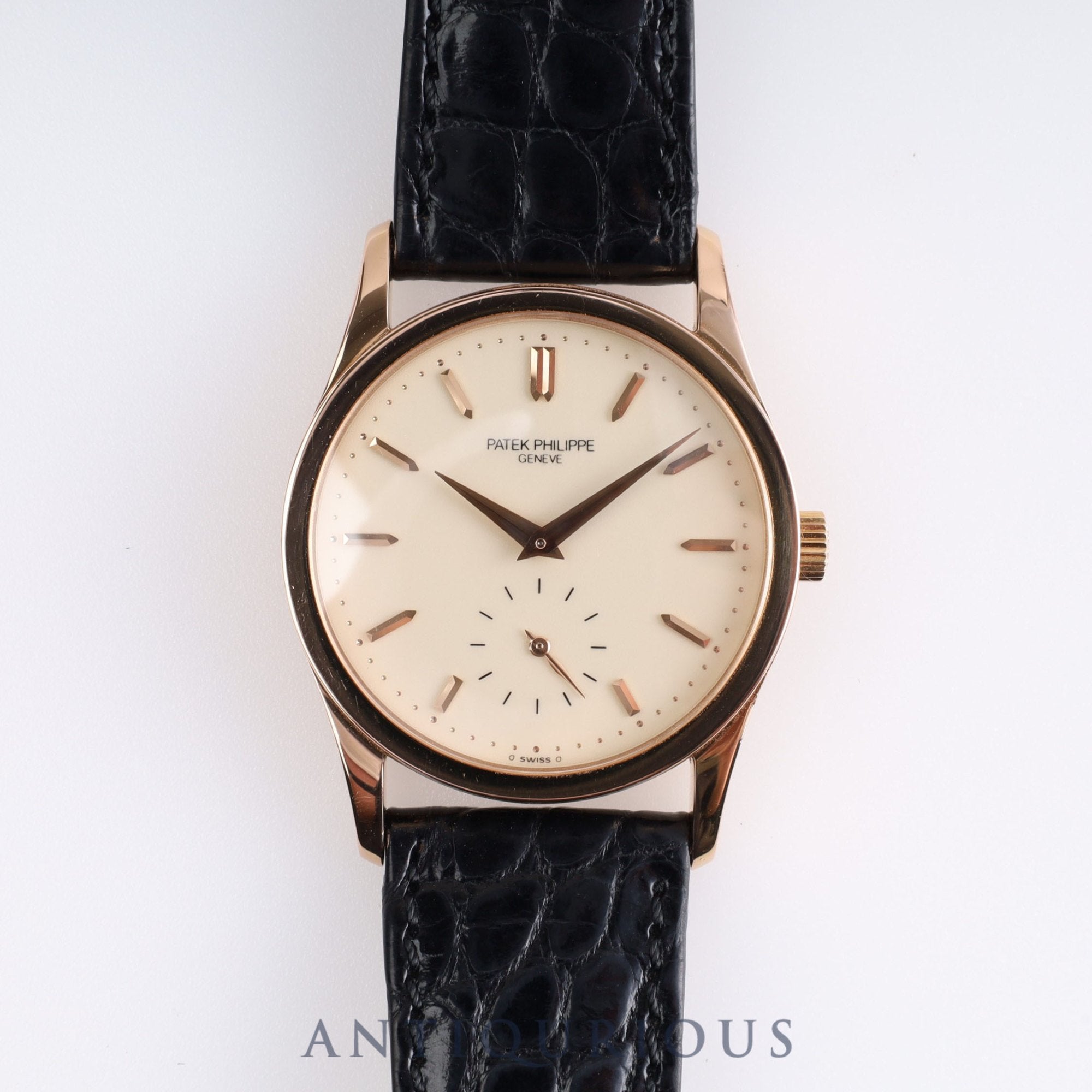 パテック・フィリップ カラトラバ 3796 手巻き Cal.215 PG 純正革ベルト 純正バックル(750)アイボリー文字盤