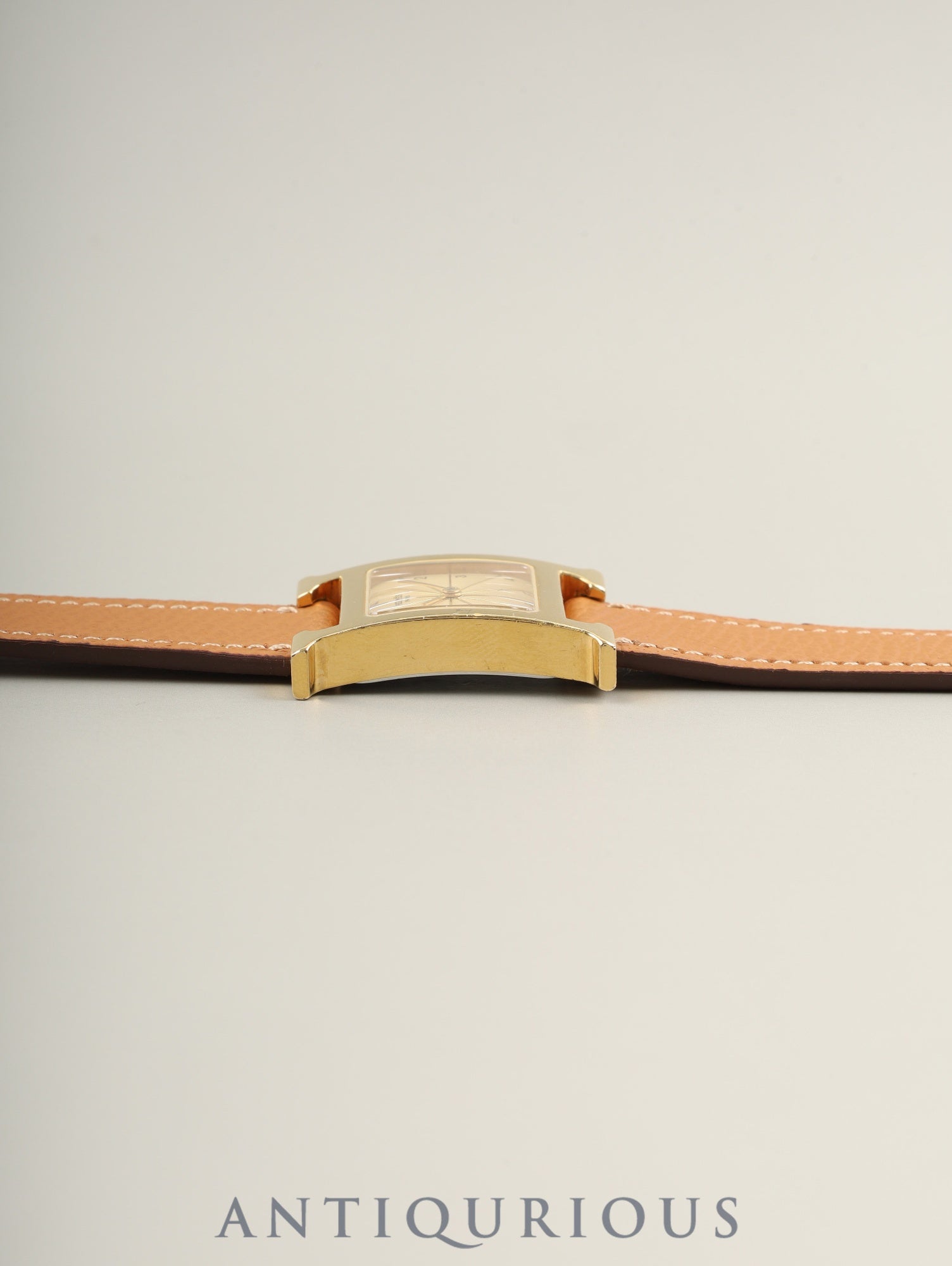 エルメス Hウォッチ HH1.210 クォーツ SS/GP 革 純正尾錠(GP)シャンパン文字盤 純正革ベルト(□A刻印:1997年)オーバーホール済み