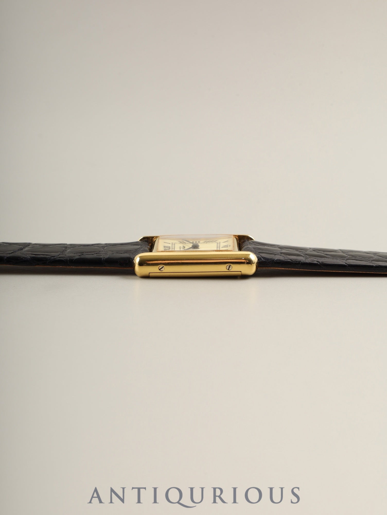 カルティエ マストタンク SM 手巻き Cal.90 SV925 革 純正尾錠(GP)アイボリーローマン文字盤 オーバーホール済み