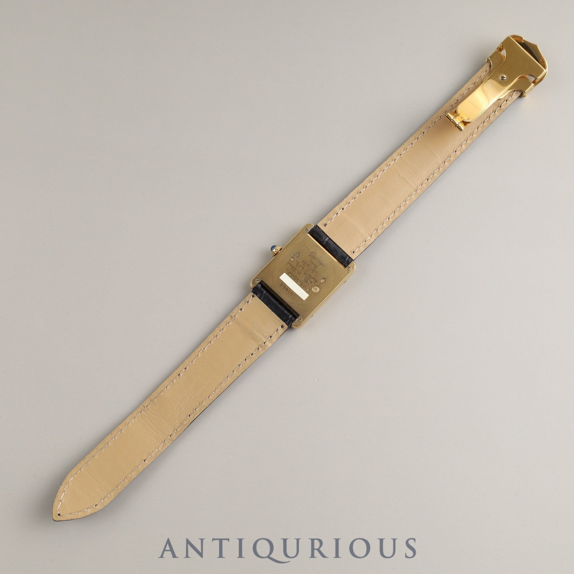 Cartier Must Tank LM QZ 590005 925 Leather Genuine Buckle (GP) Opalan Dial Box Warranty (1993)
