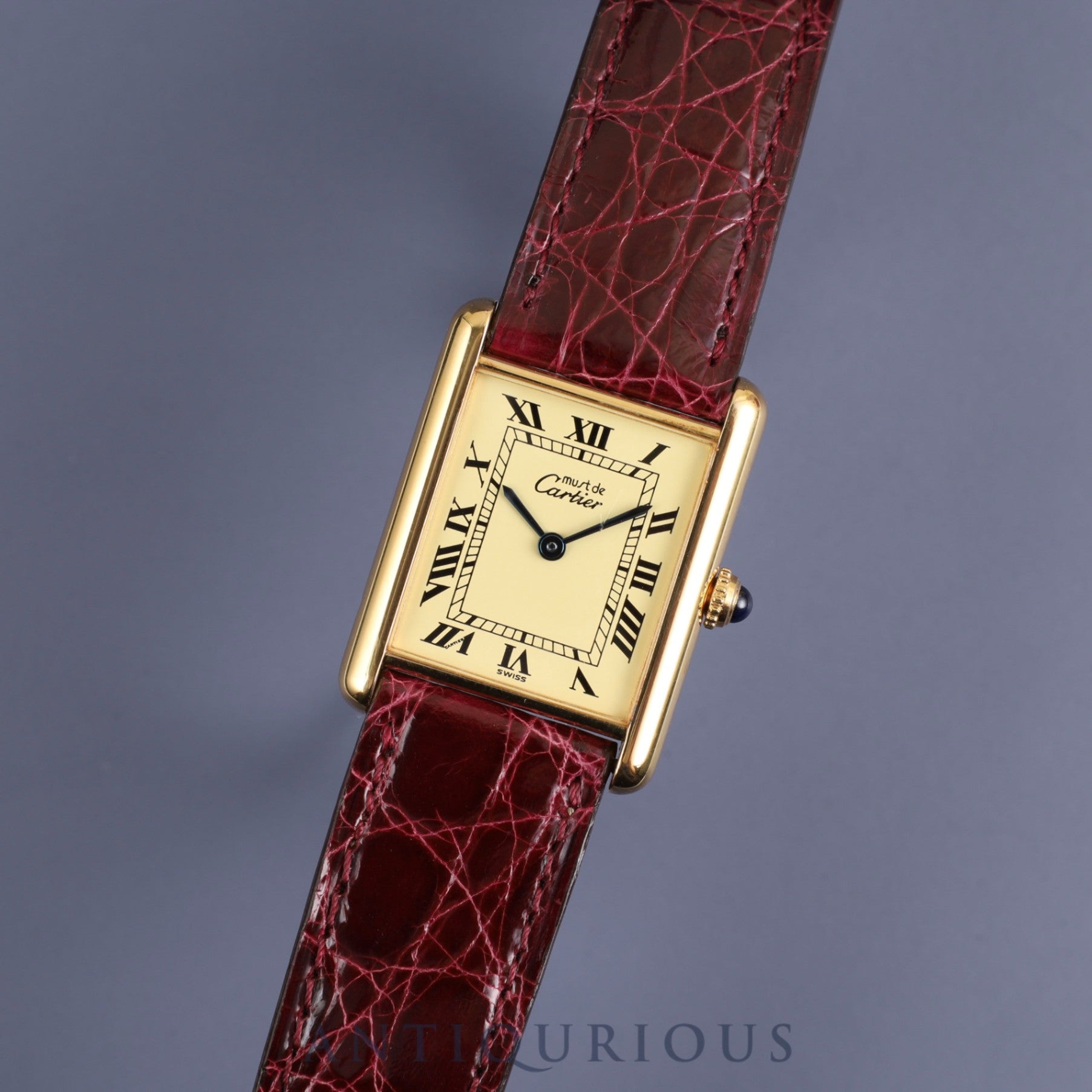 Cartier Must Tank LM 590005 Quartz Cal.90 SV925 Genuine leather strap Genuine buckle (GP) Ivory Roman dial Box Overhauled