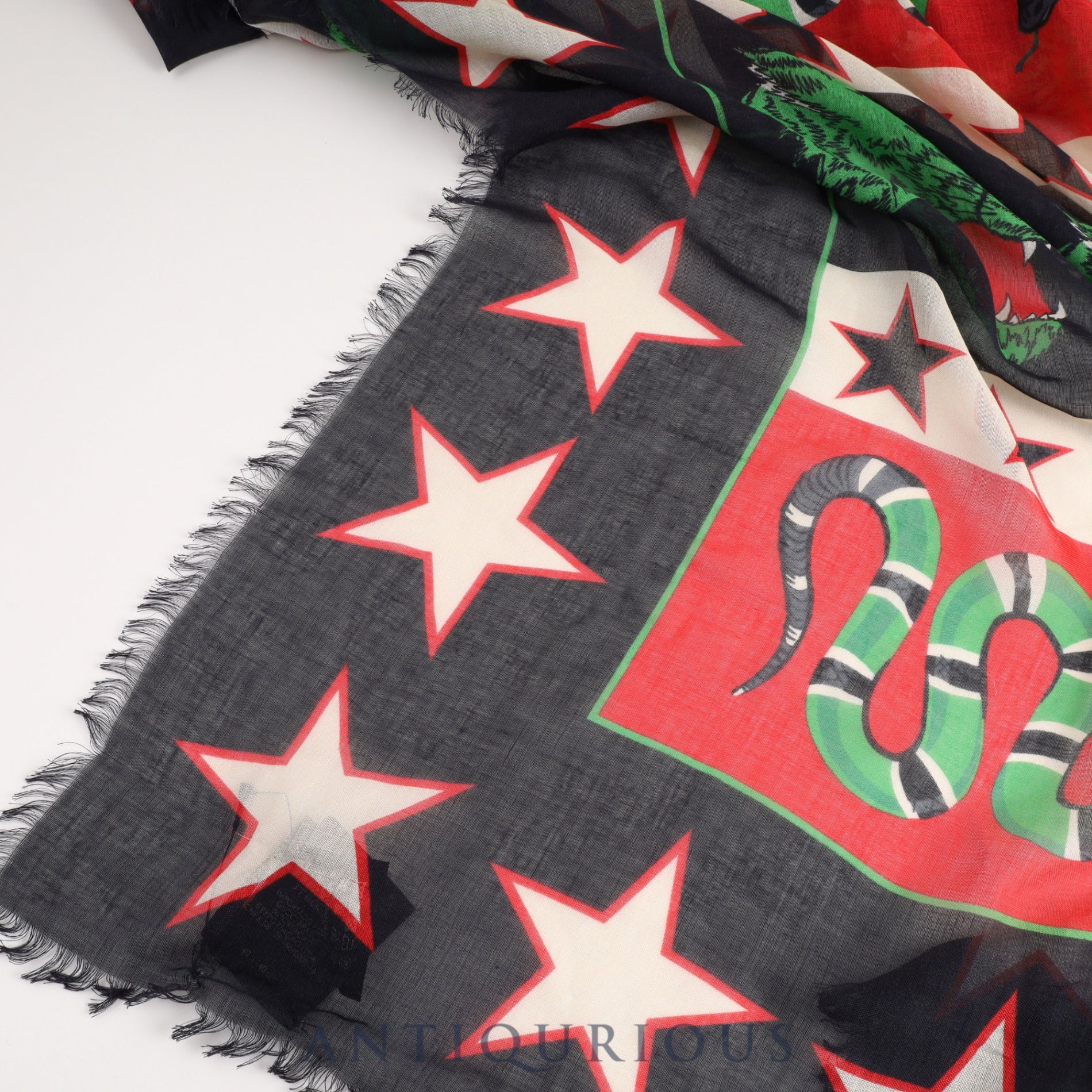 Gucci scarf tiger snake star rayon barcode tag