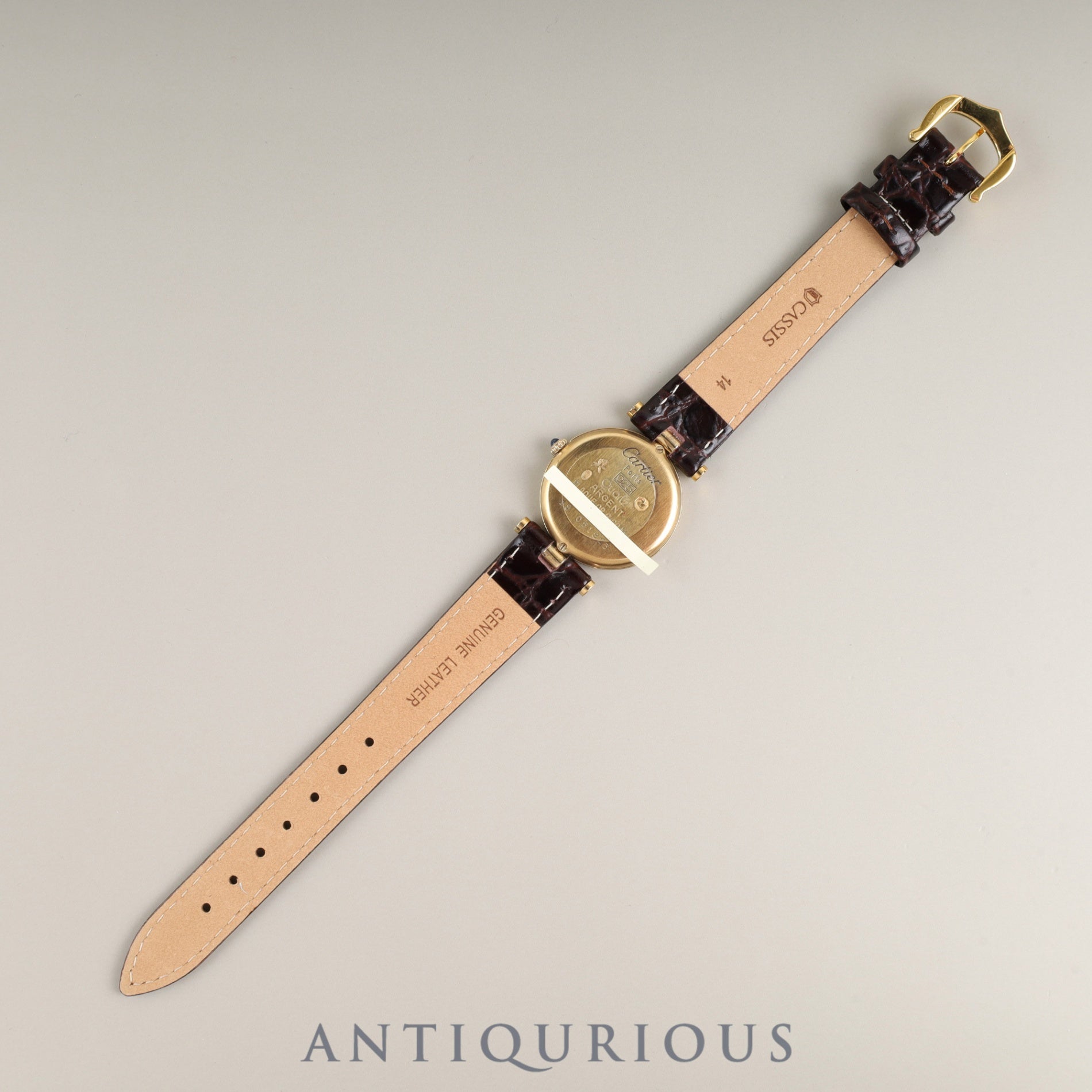 Cartier Must Vendôme VLC SM 18 Quartz Cal.81 SV925 Leather Strap with Genuine GP Buckle, Mahogany Roman Dial, Box, Overhauled