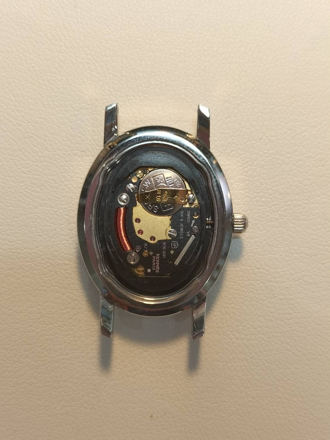 エルメス クリッパーオーバル CO1.210 クォーツ Cal.976.001 SS SS ホワイトギョーシェ文字盤 オーバーホール済み