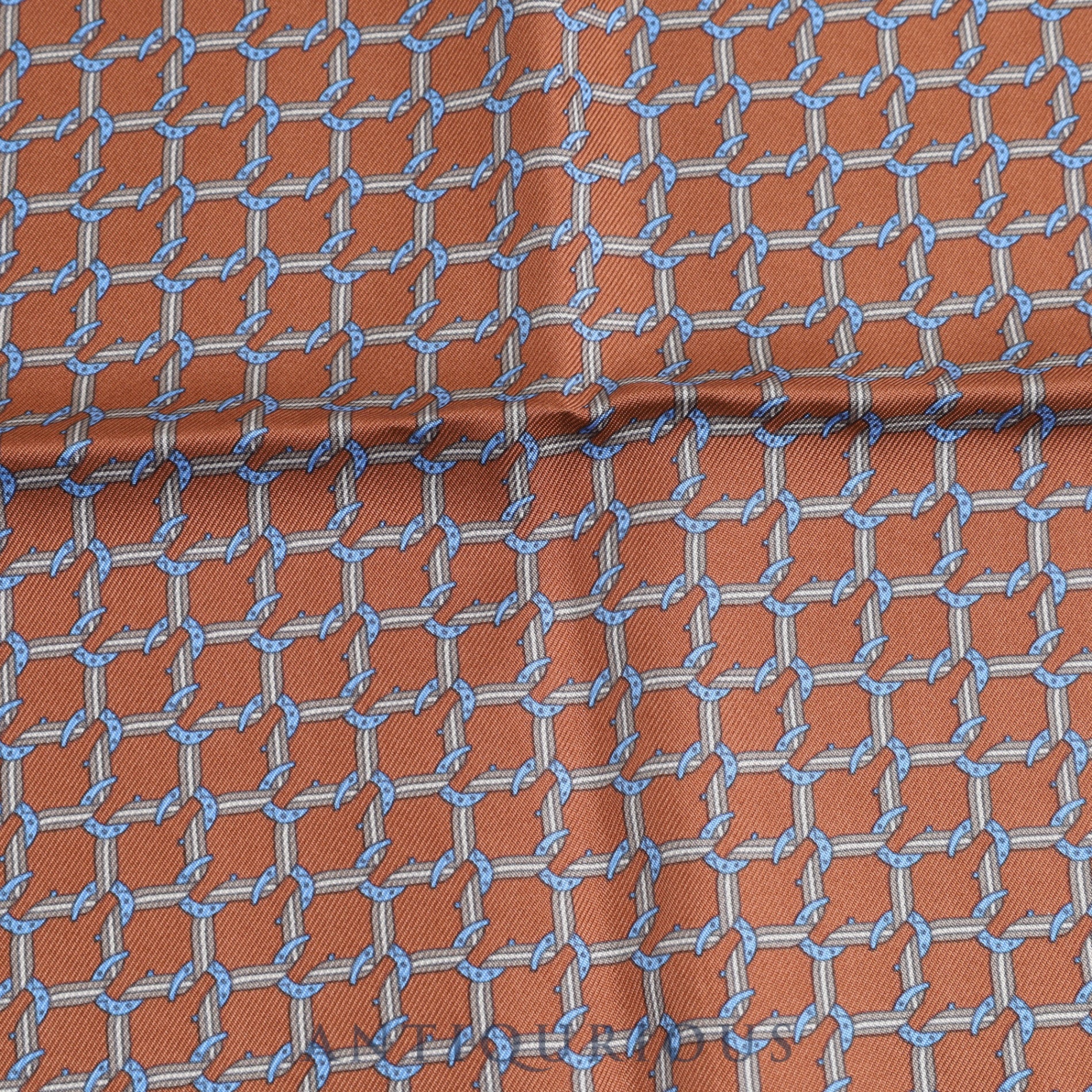 エルメス スカーフ カレ45 ブラウン ホースシュー SILK 100%