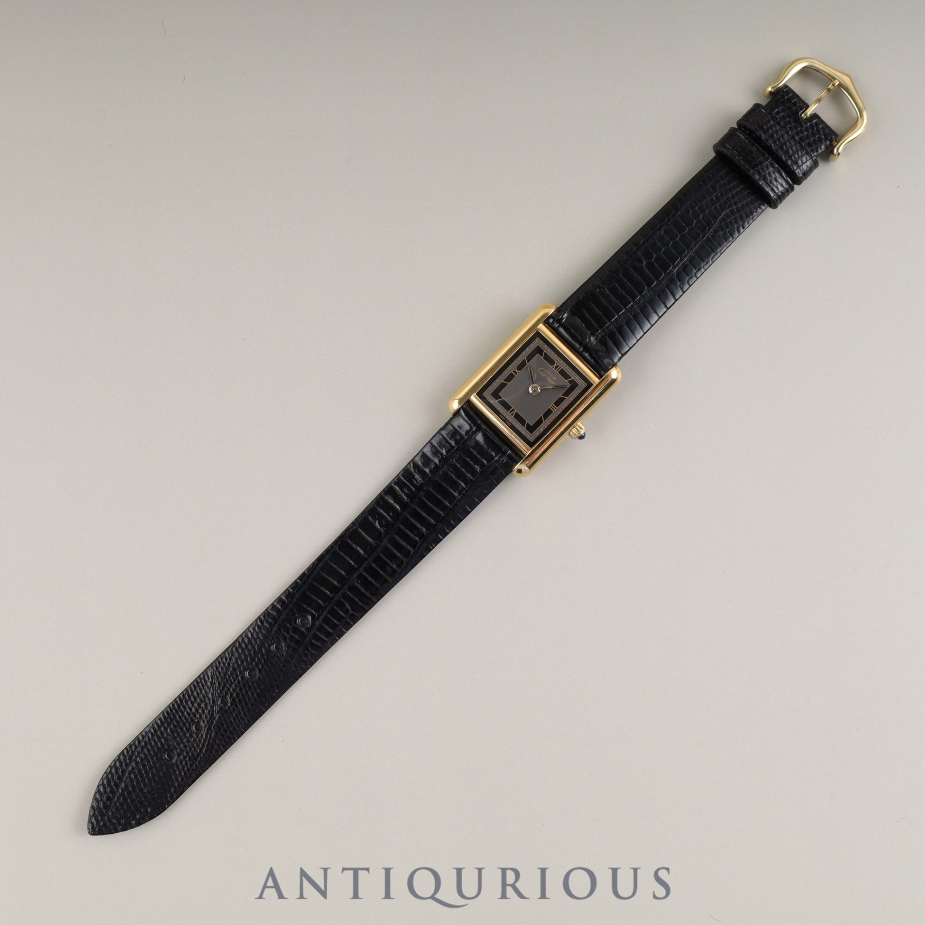 カルティエ マストタンク SM 3 66001 クォーツ SV925 革 純正尾錠(GP) グレー飛びローマン文字盤 箱 冊子 保証書(1983年) タグ カルティエブティックにてコンプリートサービス(フルメンテナンス)済み