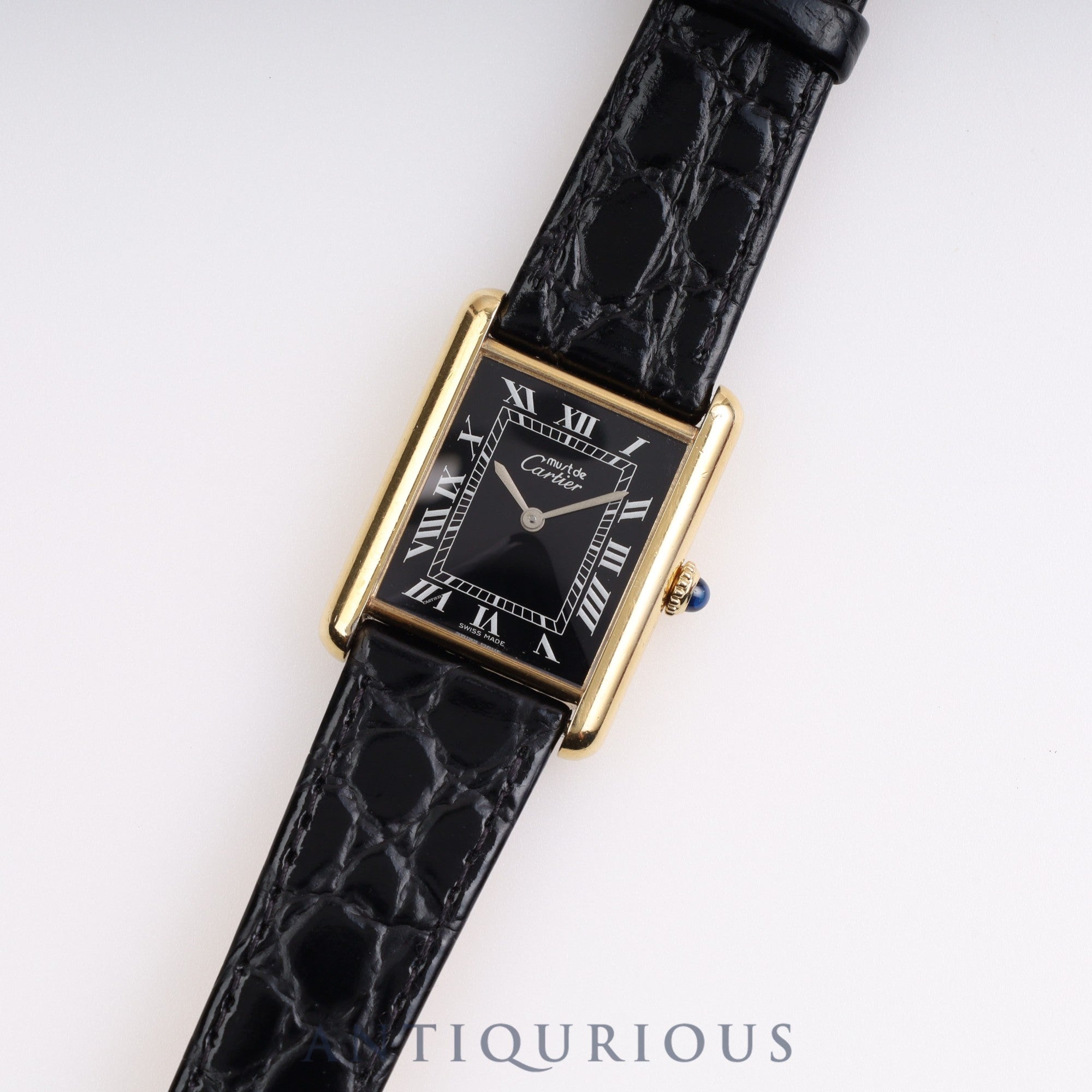 Cartier Must Tank LM Manual Winding Black Roman Dial Box Fully Serviced