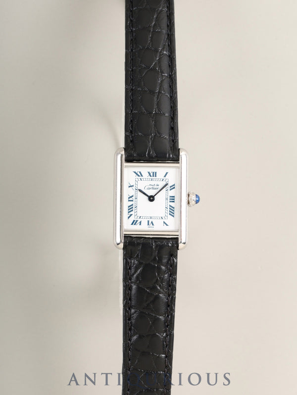 Cartier Must Tank SM W1001565 / 1614 Quartz SV925 Leather Genuine Deployant Buckle (SS) White Roman Dial (SWISS marking) Complete service done at Cartier boutique