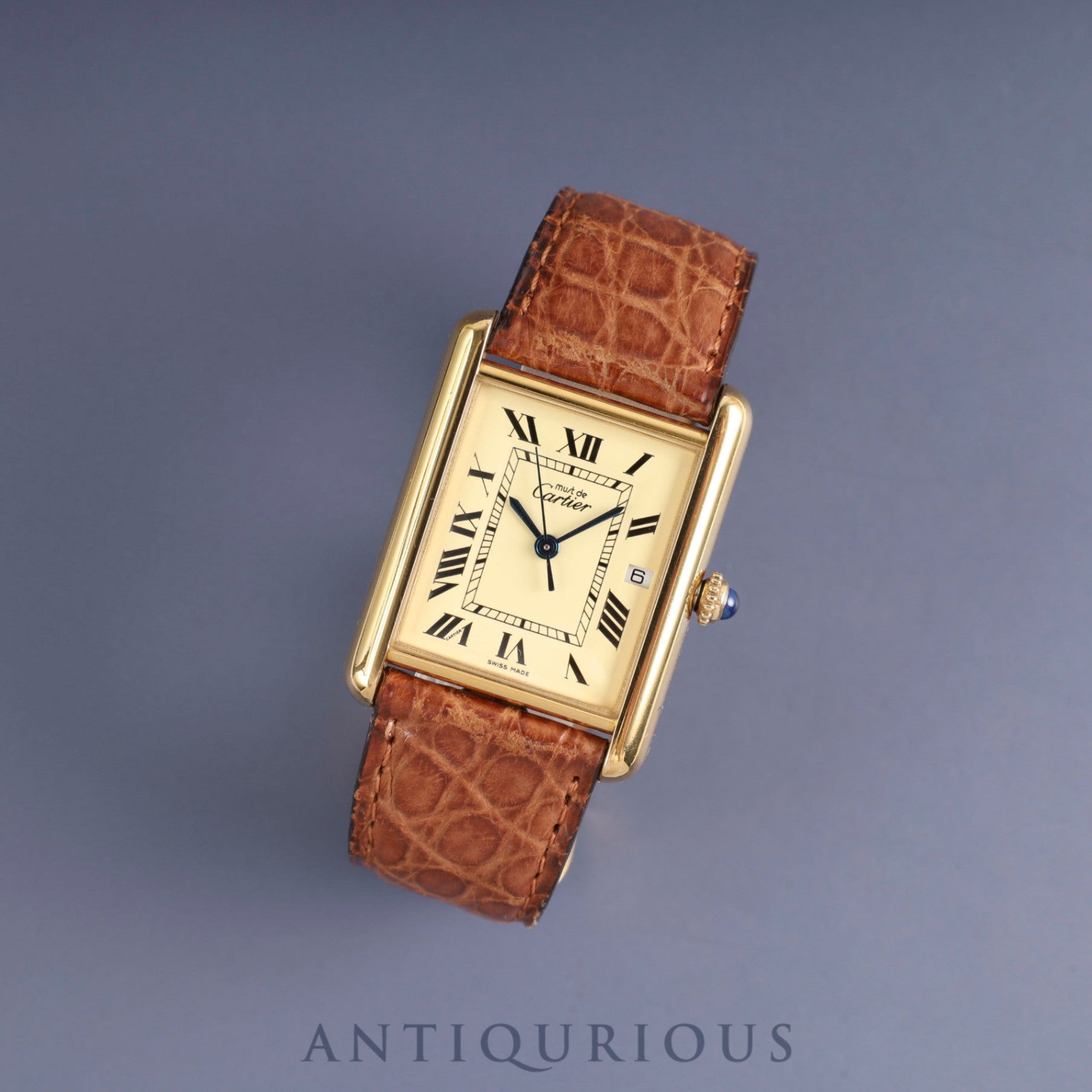 カルティエ マストタンク GM(XL)W1017454 / 2413 クォーツ Cal.687 SV925 純正革ベルト 純正Dバックル(GP)アイボリーローマン文字盤 1999年頃~2003年頃 オーバーホール済み
