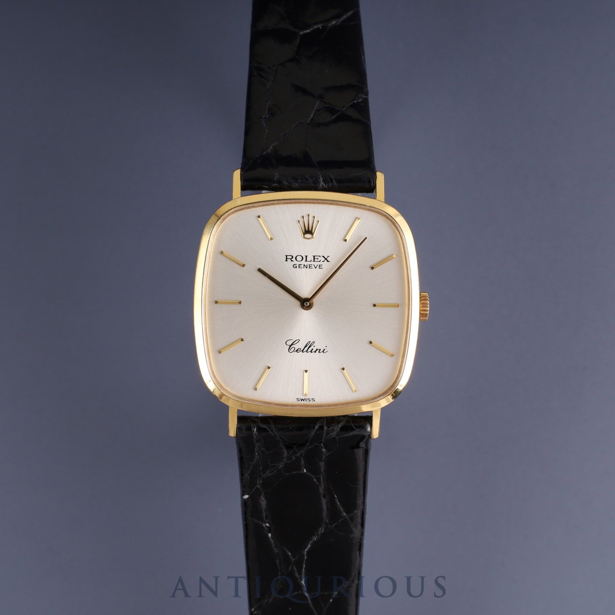 Rolex Cellini 4114/8 Manual Winding Caliber 1602 18K Leather Strap with Genuine GP Buckle Silver Dial K Serial (2001) Overhauled