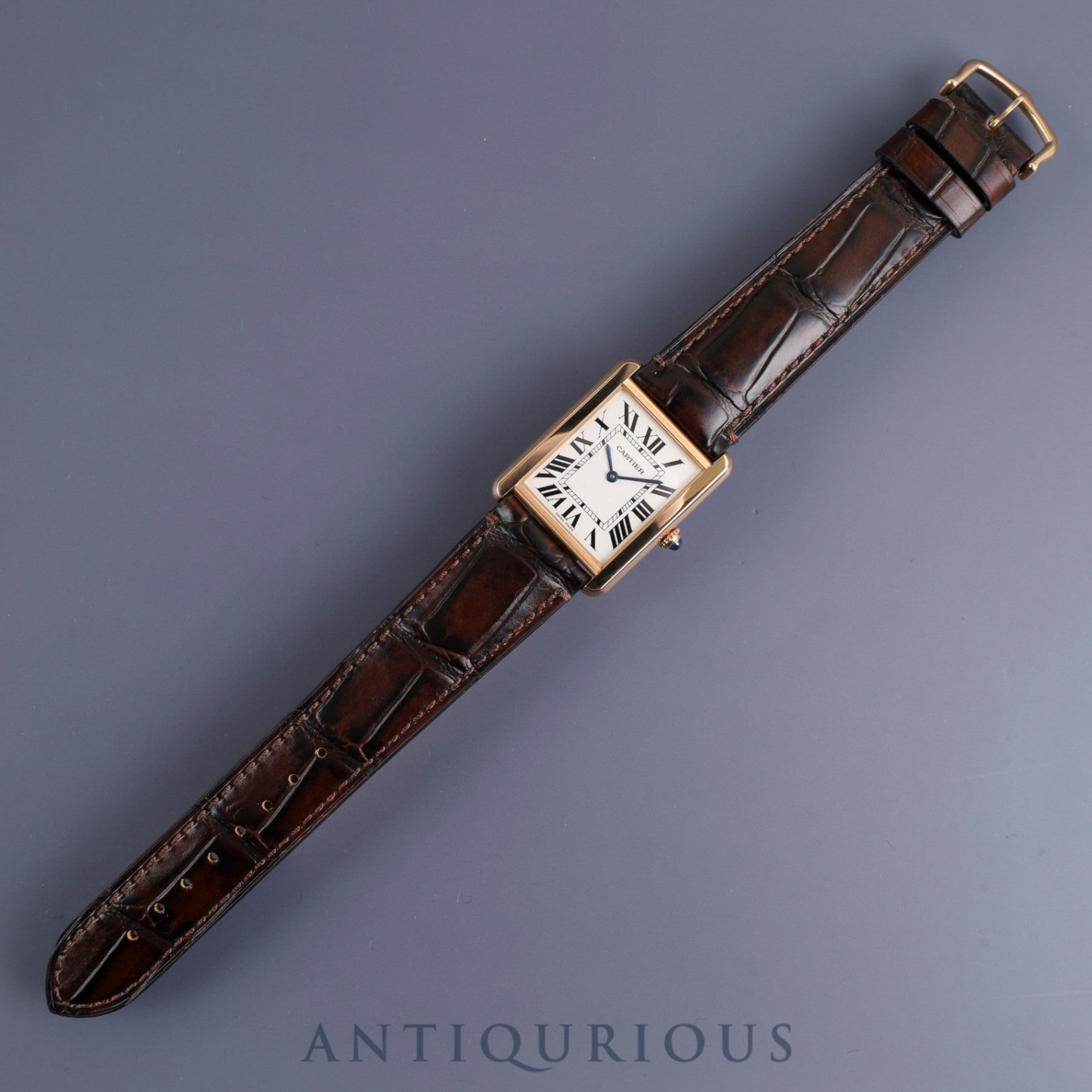 Cartier Tank Solo LM W5200025 / 3167 Quartz PG / SS Leather Genuine buckle (750) Silver dial Box Warranty (2015) Battery replaced