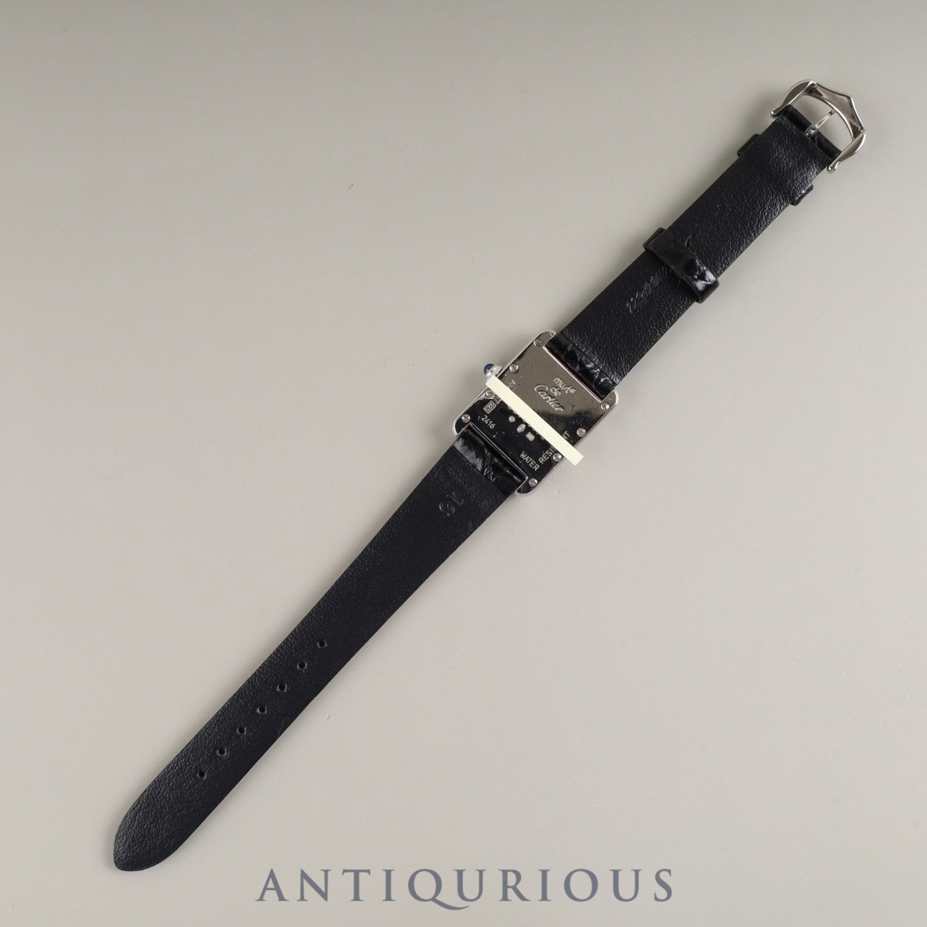 カルティエ マストタンク MM 2416 クォーツ Cal.057 SV925 革 純正尾錠(SS) ピンクローマン文字盤 箱 保証書(2000年)冊子 クリスマス限定 オーバーホール済み