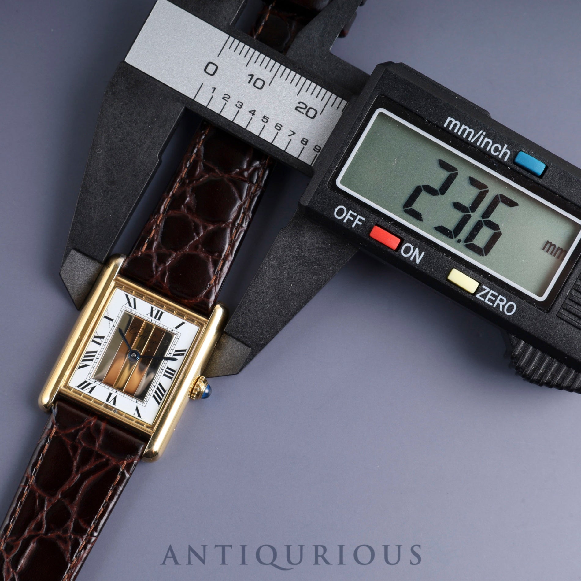 Cartier Must Tank LM 590005 Quartz Cal.90 SV925 Leather Genuine Buckle (GP) Front Trinity Dial Overhauled