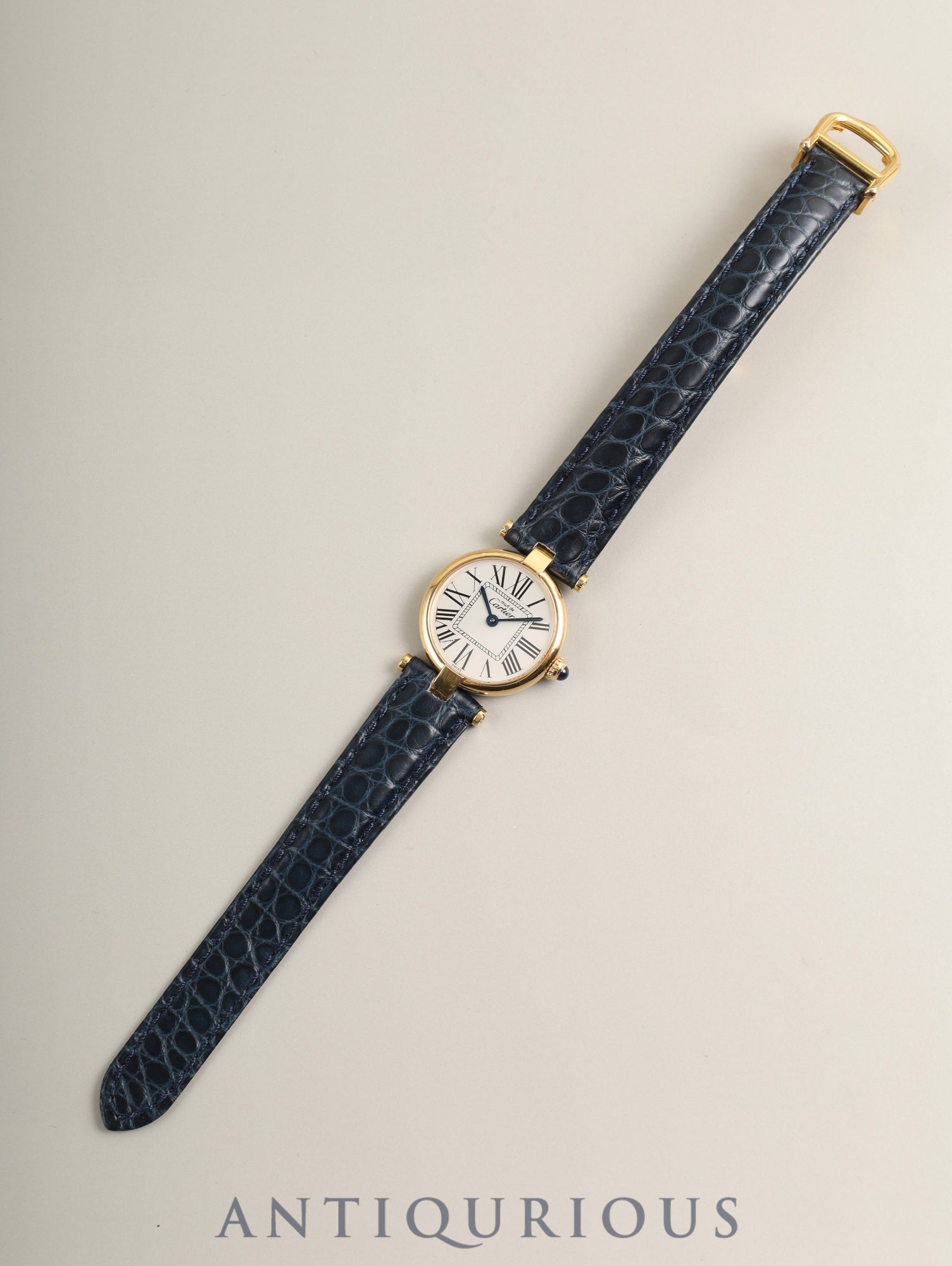 Cartier Must Vendome VLC SM 590004 Quartz Cal.90 SV925 Leather Genuine Deployant Buckle (GP) Opaline Dial (SWISS marking) Box Overhauled