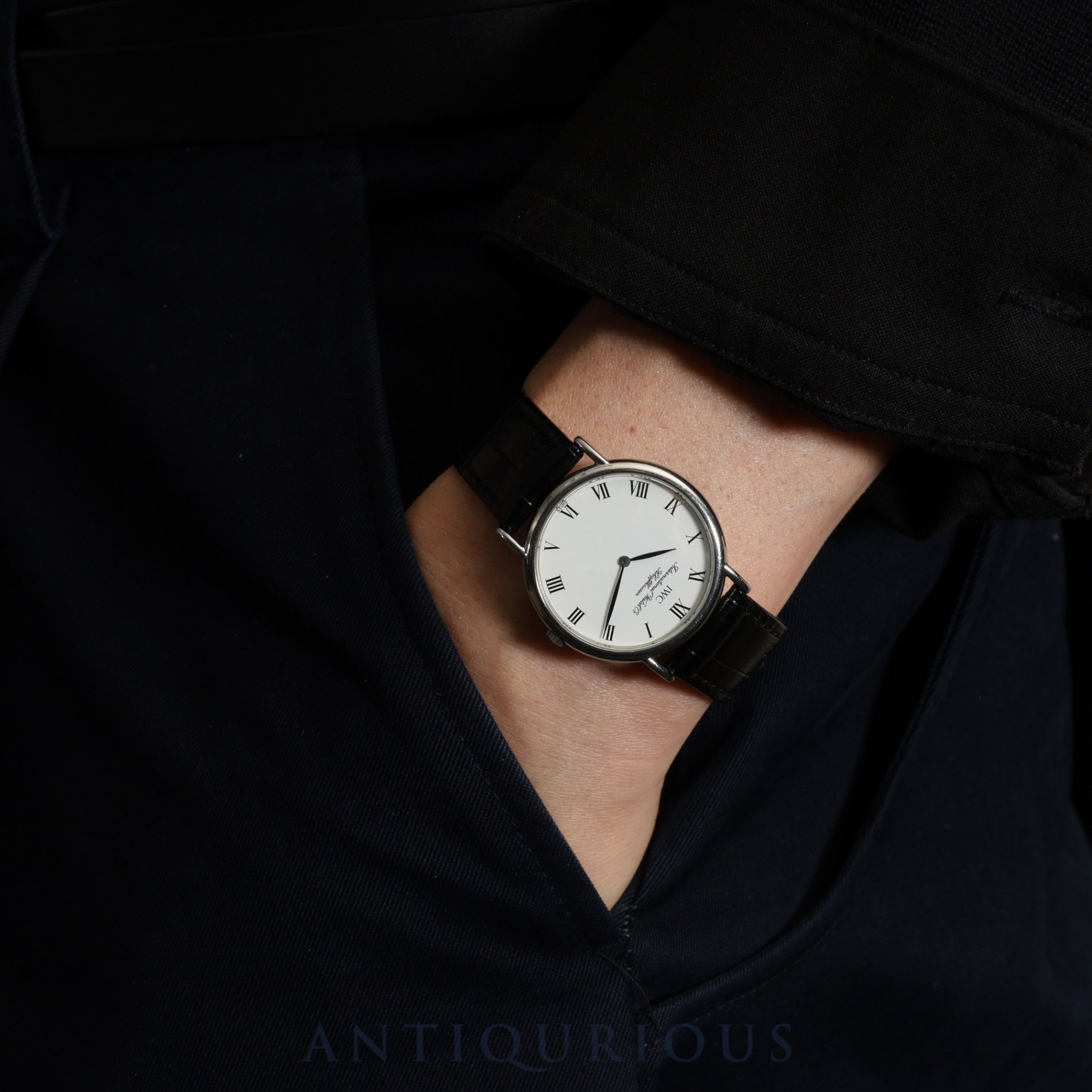 IWC Portofino 3331 Quartz Caliber 2210.5 Stainless Steel Leather Strap with Genuine Stainless Steel Buckle, White Dial, Overhauled