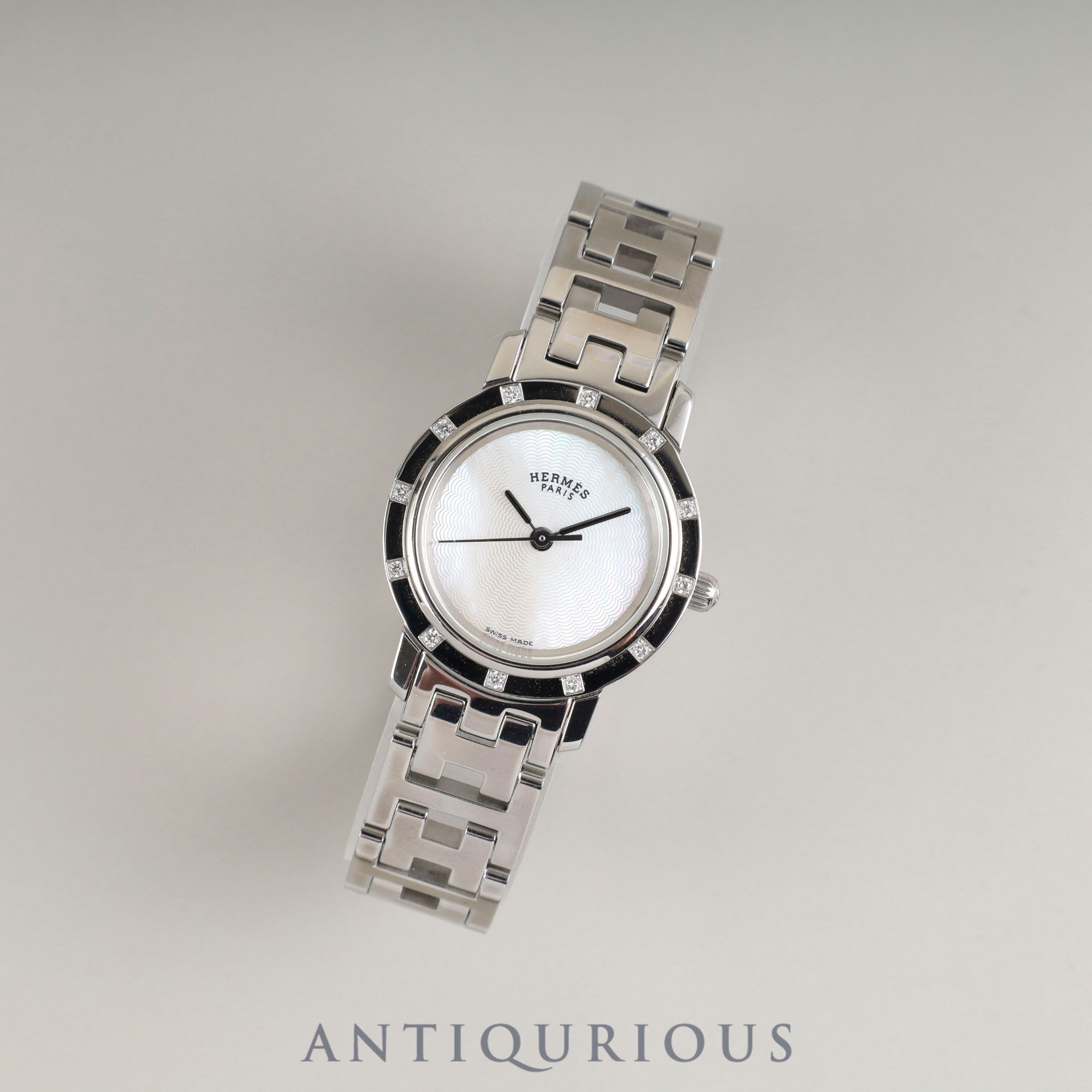 エルメス クリッパー ナクレ CL4.230 クォーツ SS 12Pダイヤ ホワイト  