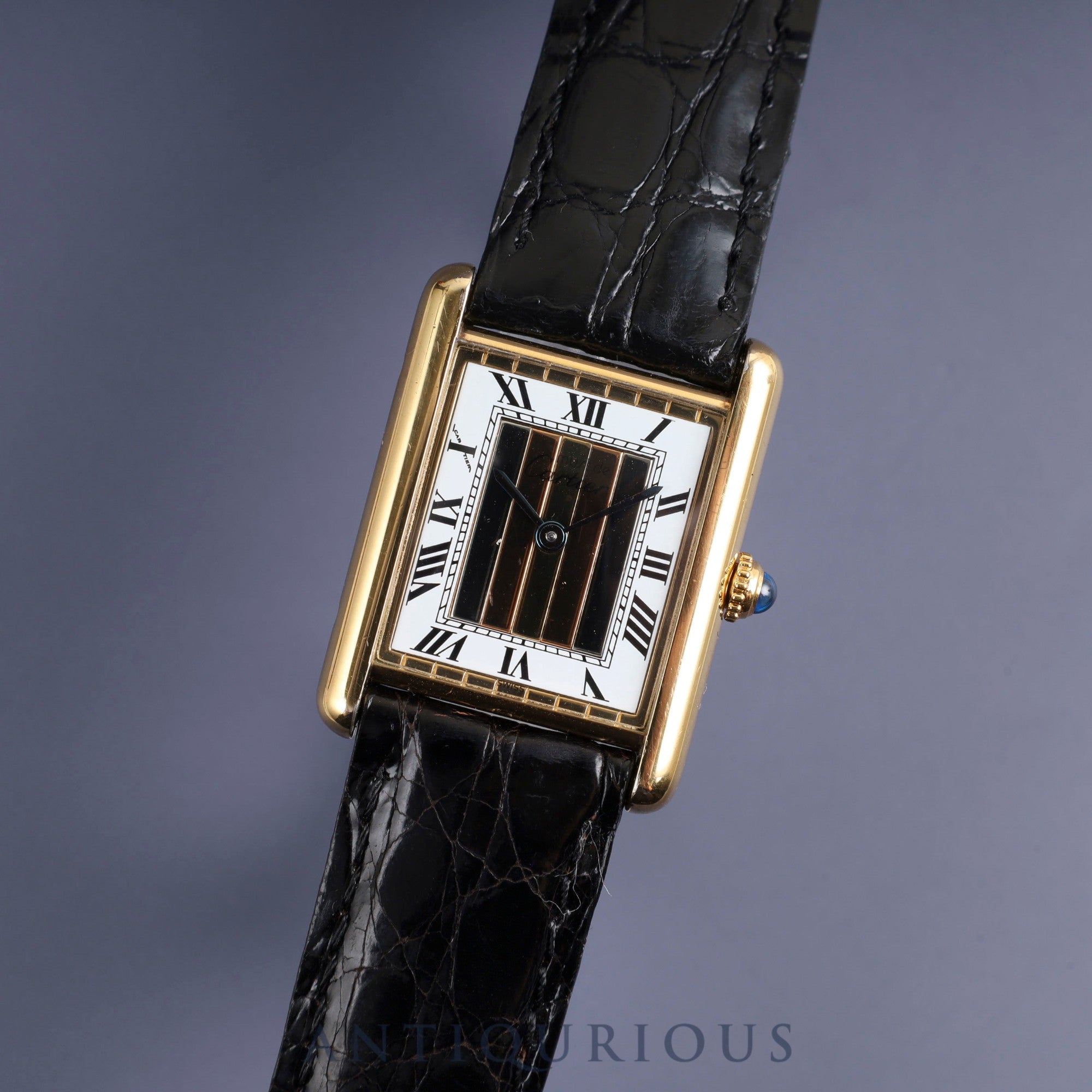 Cartier Must Tank LM 590005 Quartz Cal.90 SV925 Leather Genuine Buckle (GP) Front Trinity Dial Warranty (no date) Overhauled