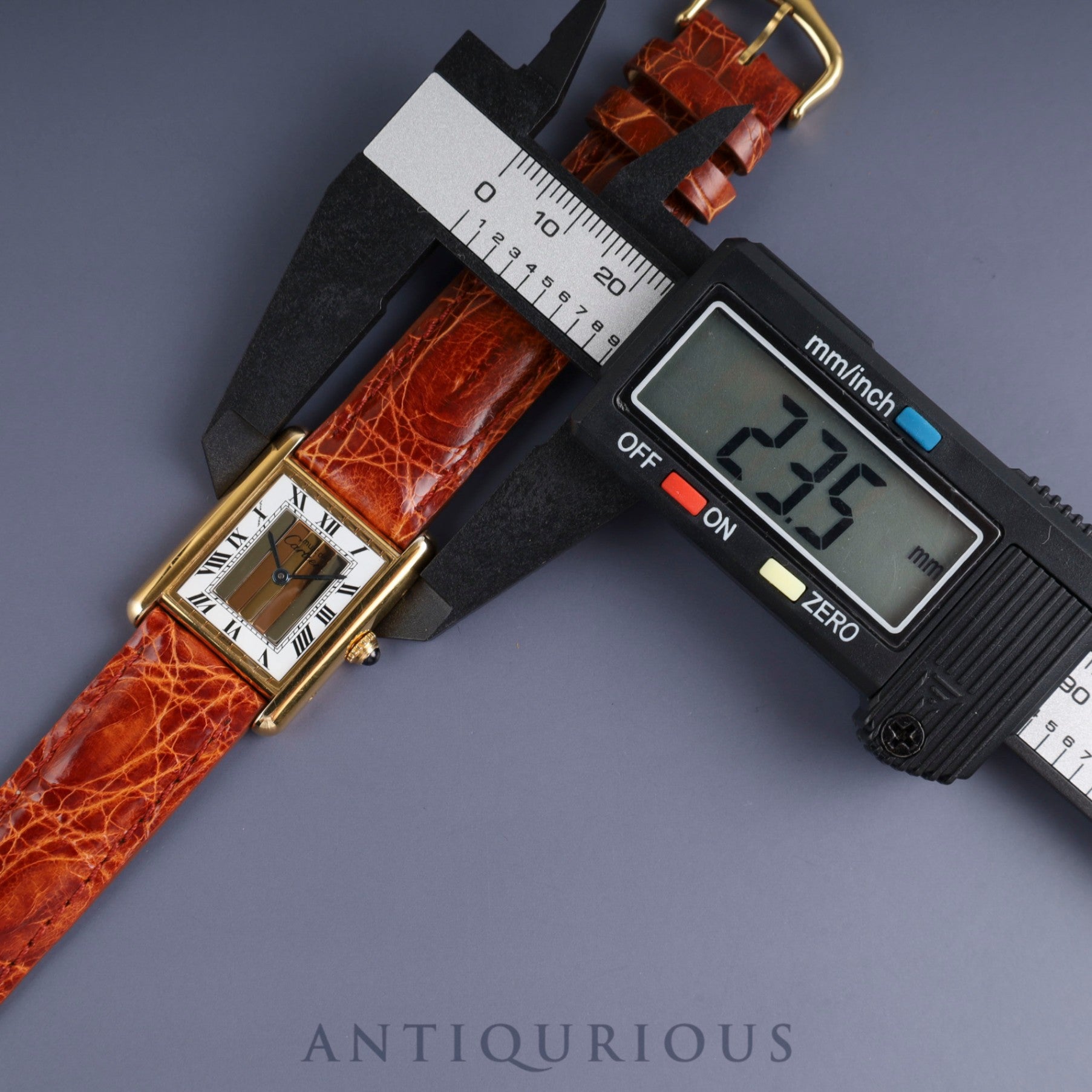 Cartier Must Tank LM 590005 Quartz Caliber 690 SV925 Leather Strap with Genuine GP Buckle, Front Trinity Dial, Overhauled