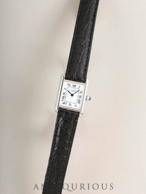 Cartier Must Tank SM W1001565 / 1614 Quartz SV925 Leather Genuine Deployant Buckle (SS) White Roman Dial (SWISS marking) Complete service done at Cartier boutique