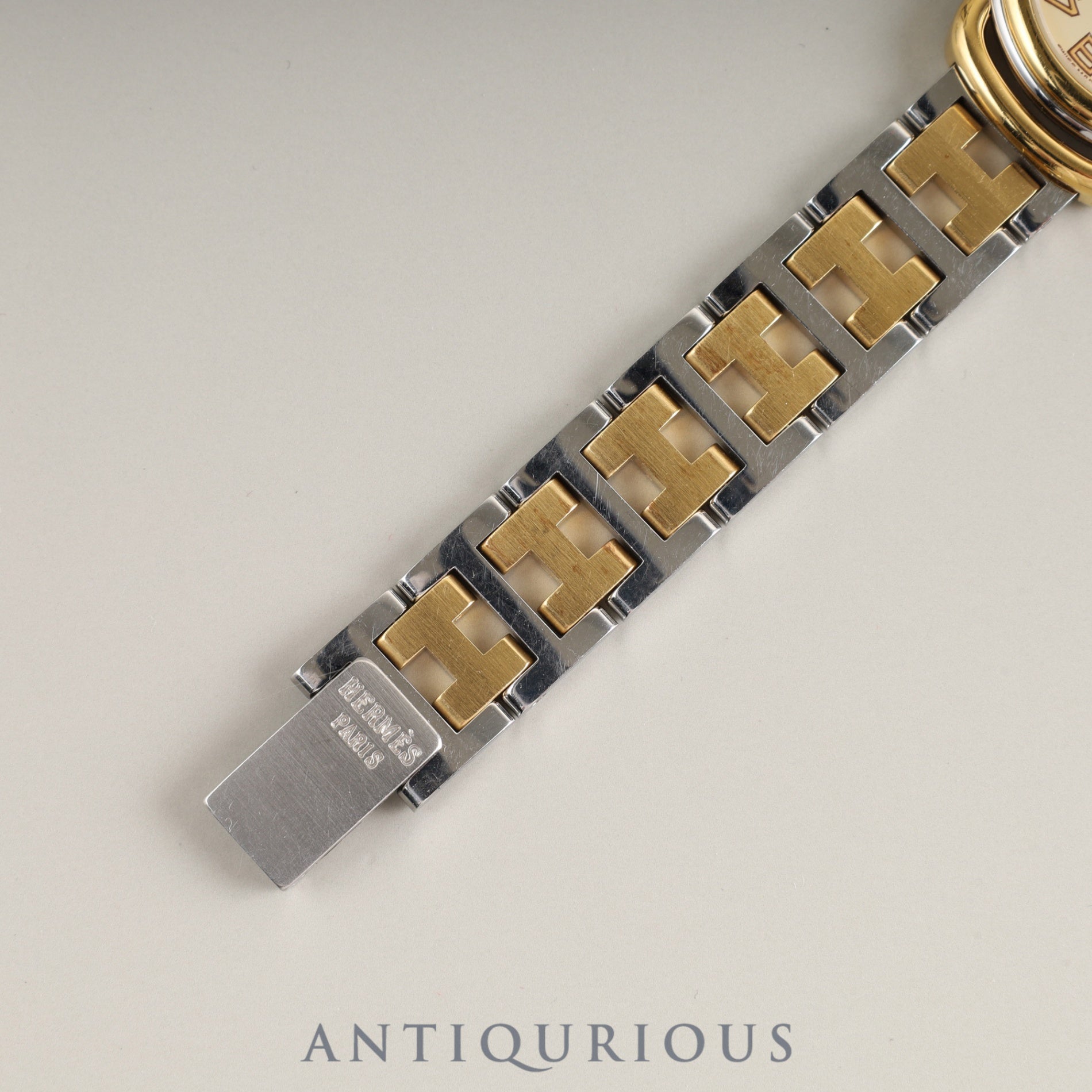 Hermes Rally 77.03 Quartz Cal.976.001 SS/GP SS/GP Ivory Dial Box Booklet Overhauled