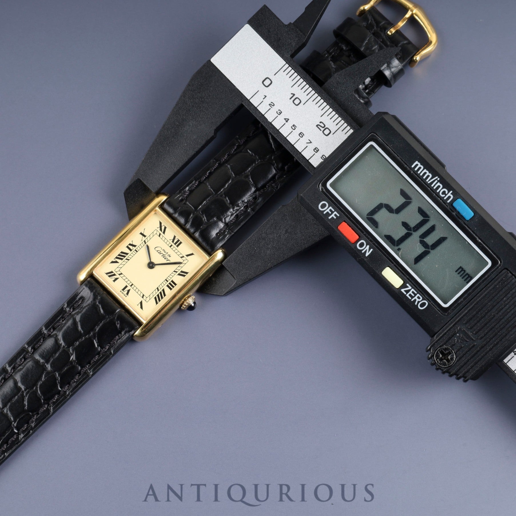 Cartier Must Tank LM Manual Winding SV925 Leather Watch with Genuine GP Buckle Ivory Roman Dial Overhauled and Finished to Look Like New