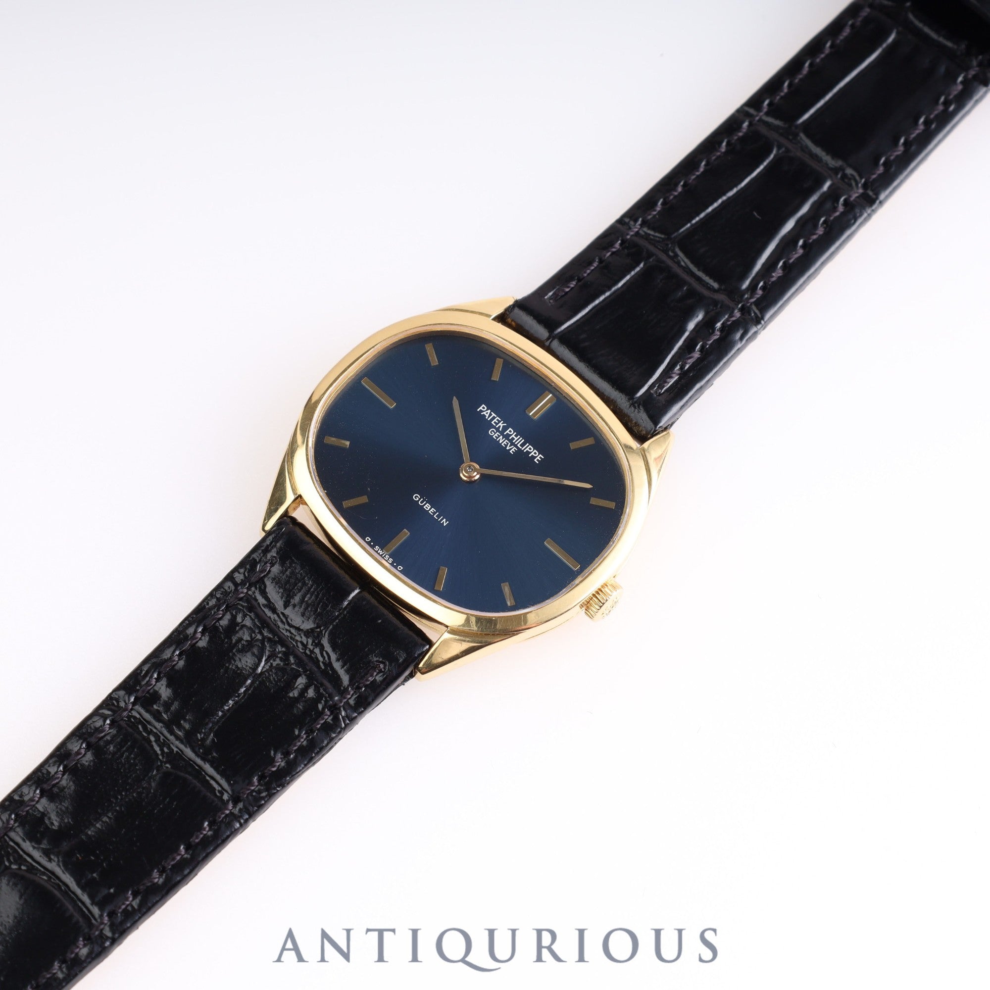 Patek Philippe Golden Ellipse 3545J GUBELIN Double Name Manual Winding Cal.23-300PM YG Leather Blue Dial Paper Box
