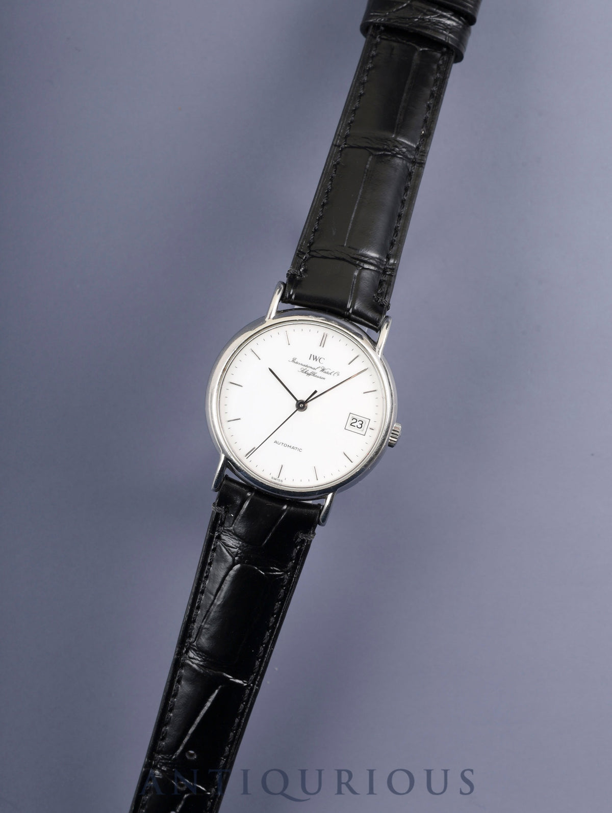 IWC Portofino IW351318 Automatic Caliber C37521 Stainless Steel Leather Strap with Genuine Stainless Steel Buckle, White Dial, Overhauled