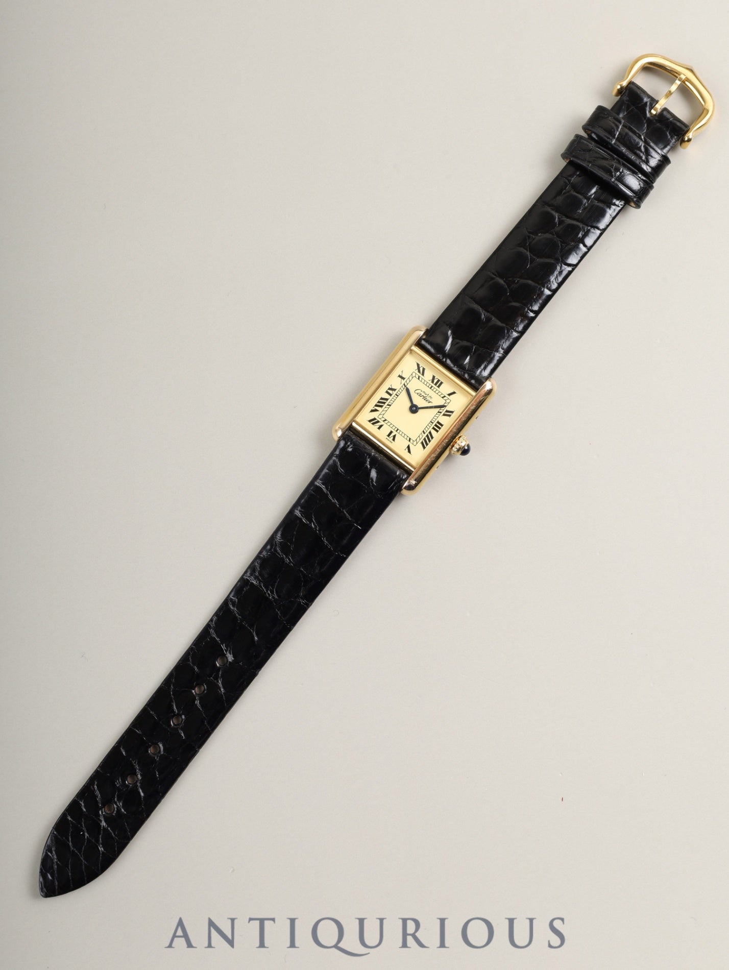 カルティエ マストタンク SM W1003153 / 1613 クォーツ Cal.057 SV925 革 純正尾錠(GP)アイボリーローマン文字盤(SWISS表記)箱 冊子 保証書(1997年)オーバーホール済み