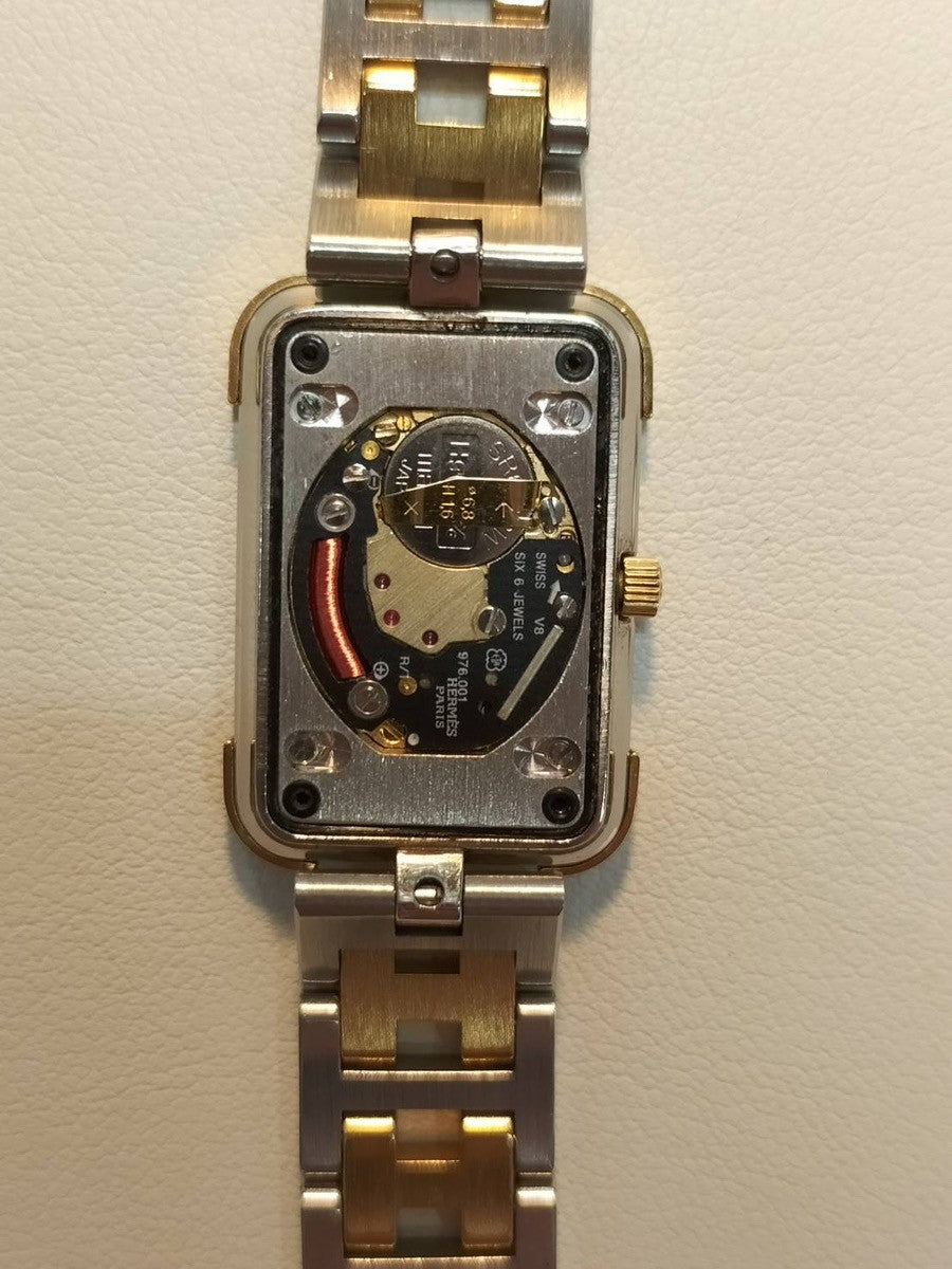 エルメス クロアジュール CR1.240 クォーツ Cal.976.001 SS/GP SS/GP ホワイト文字盤 箱 冊子 保証書(1996年)オーバーホール済み