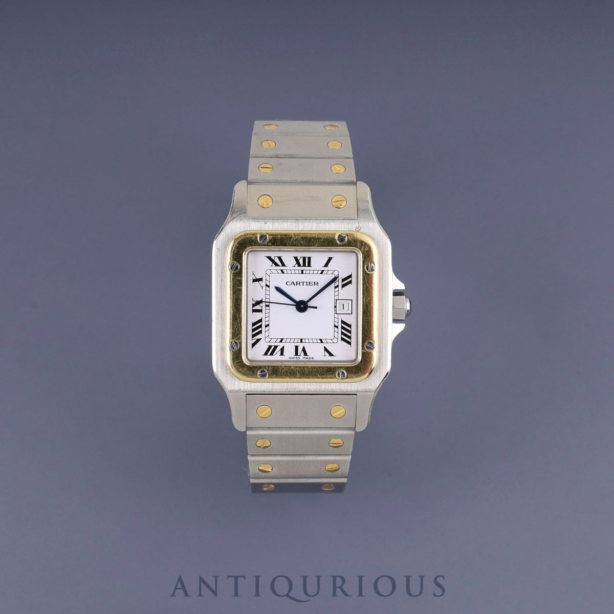 Cartier Santos Cale LM 81036283 / 2961 Automatic Caliber 2671 Stainless Steel/Yellow Gold White Roman Dial Overhauled