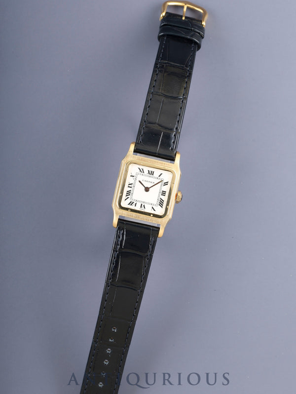 カルティエ サントス デュモン LM 81720800 / 7809 手巻き Cal.2512 750YG 純正革ベルト 純正ピンバックル(GP)ホワイトローマン文字盤(PARIS表記) 箱 オーバーホール済み