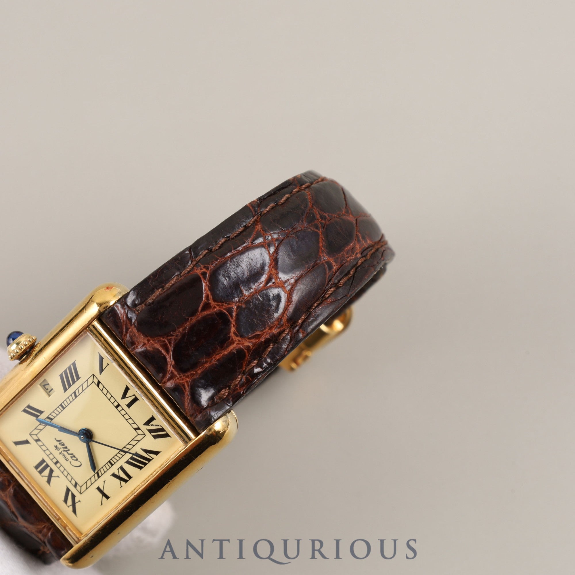 Cartier Must Tank GM (XL) W1017454 / 2413 Quartz Cal.687 SV925 Leather Genuine D Buckle (GP) Ivory Dial Overhauled