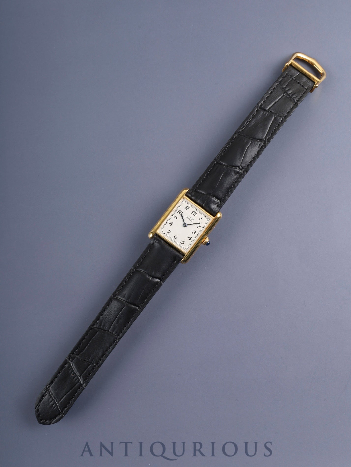 カルティエ マストタンク LM 590005 クォーツ Cal.90 SV925 革 純正Dバックル(GP)アラビア文字盤(SWISS表記)オーバーホール済み 新品仕上げ済み