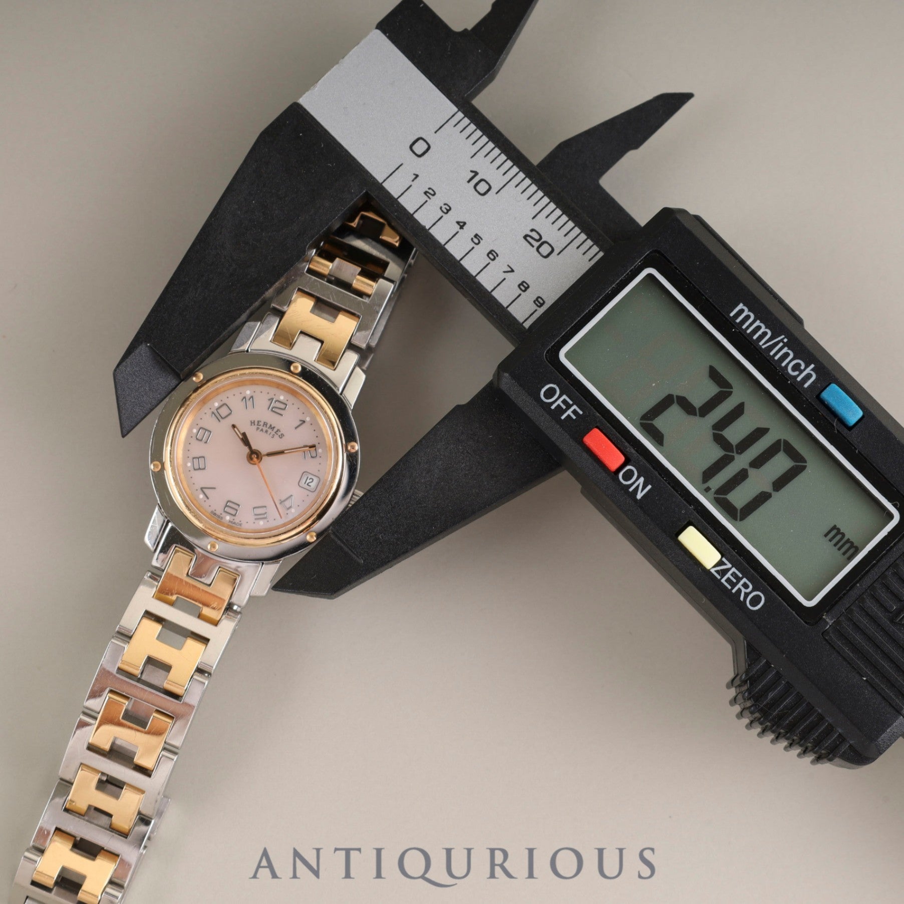 Hermes Clipper Nacle CL4.221 Quartz SS/GP Shell Arabic Dial Box Warranty Overhauled