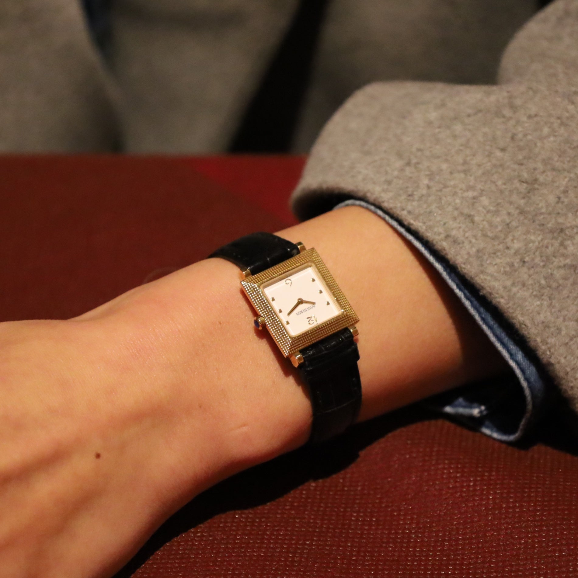 Boucheron Diamant Quartz YG Genuine Leather Strap Genuine Buckle (750) White Dial 23mm 2000s