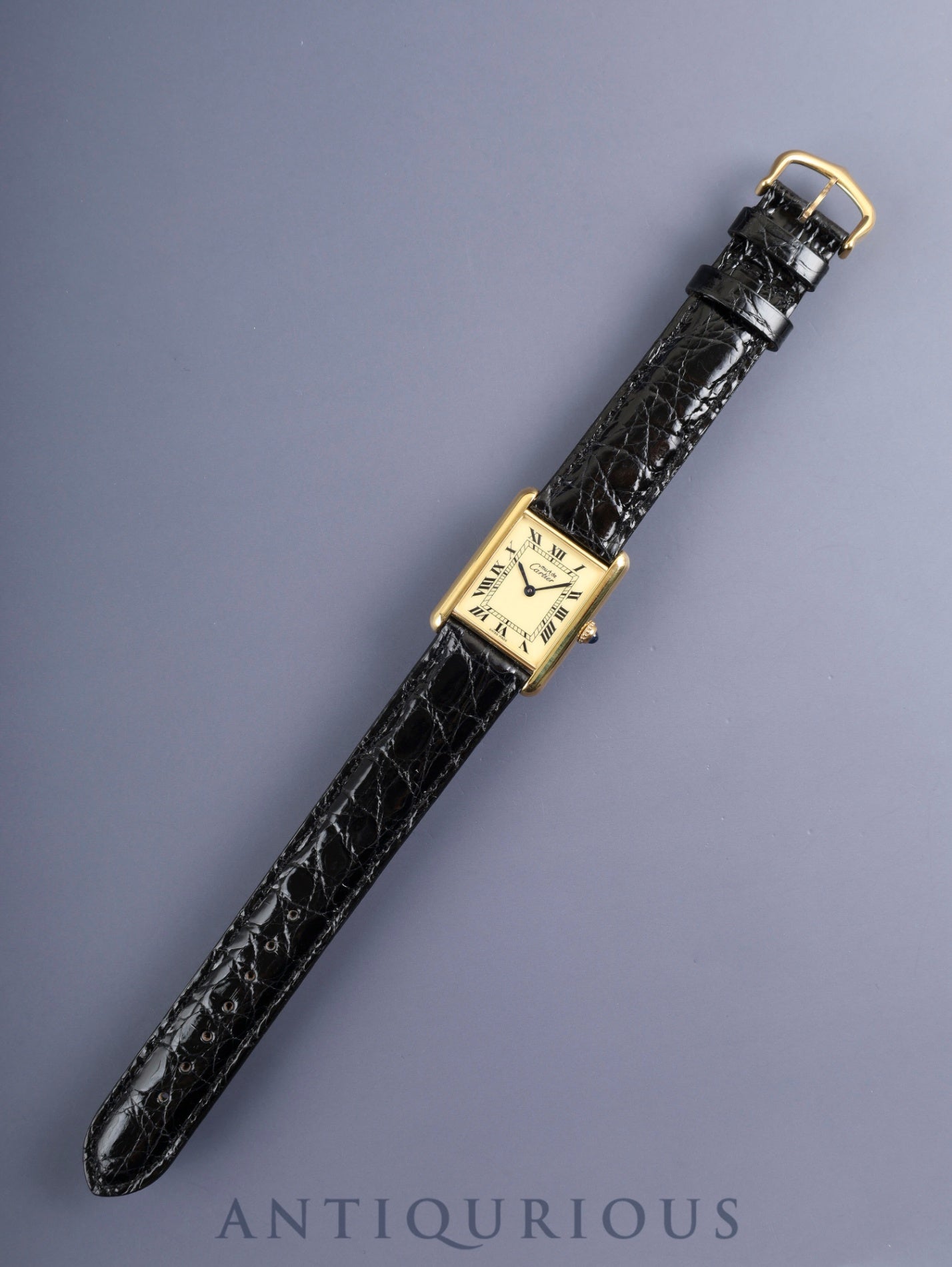 カルティエ マストタンク LM 590005 クォーツ SV925 革 純正尾錠(GP)アイボリーローマン文字盤(SWISS MADE表記)新品仕上げ済み カルティエブティックにてコンプリートサービス(フルメンテナンス)済み