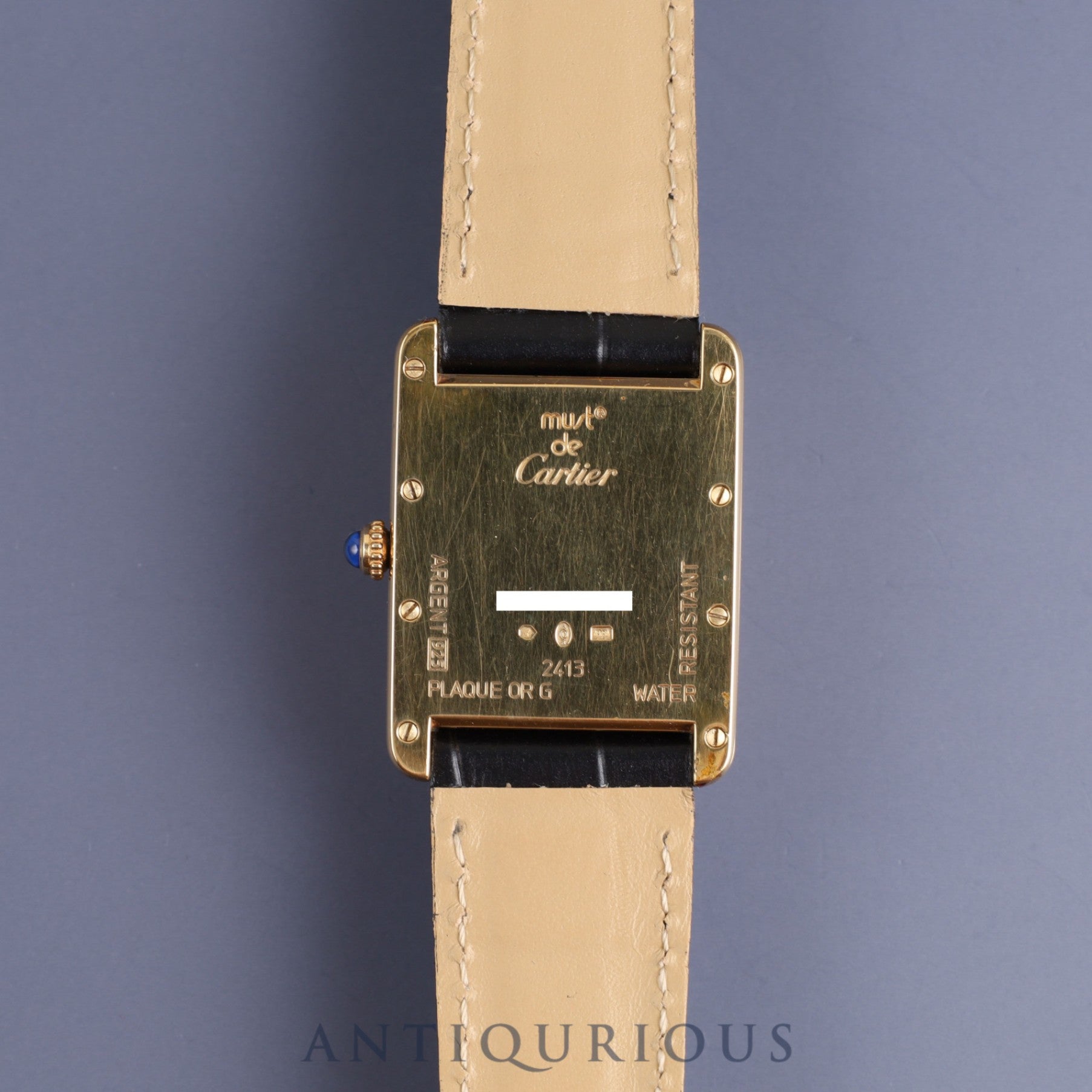 Cartier Must Tank GM (XL) W1017454 / 2413 Quartz Cal.687 SV925 Leather Genuine Buckle (GP) Ivory Roman Dial Overhauled