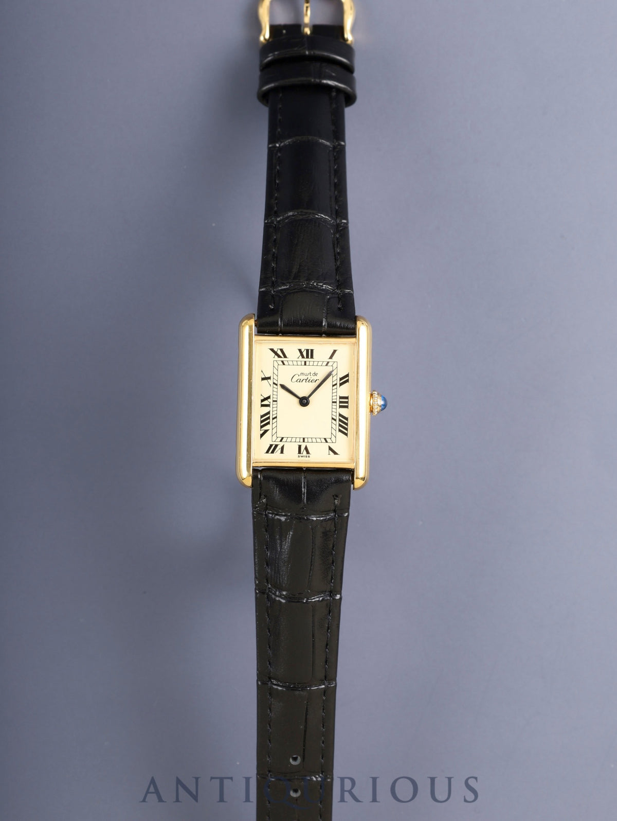 Cartier Must Tank LM Hand-wound Cal.78-1 SV925 Leather Genuine Pin Buckle (GP) Ivory Roman Dial (SWISS marking) Overhauled Polished