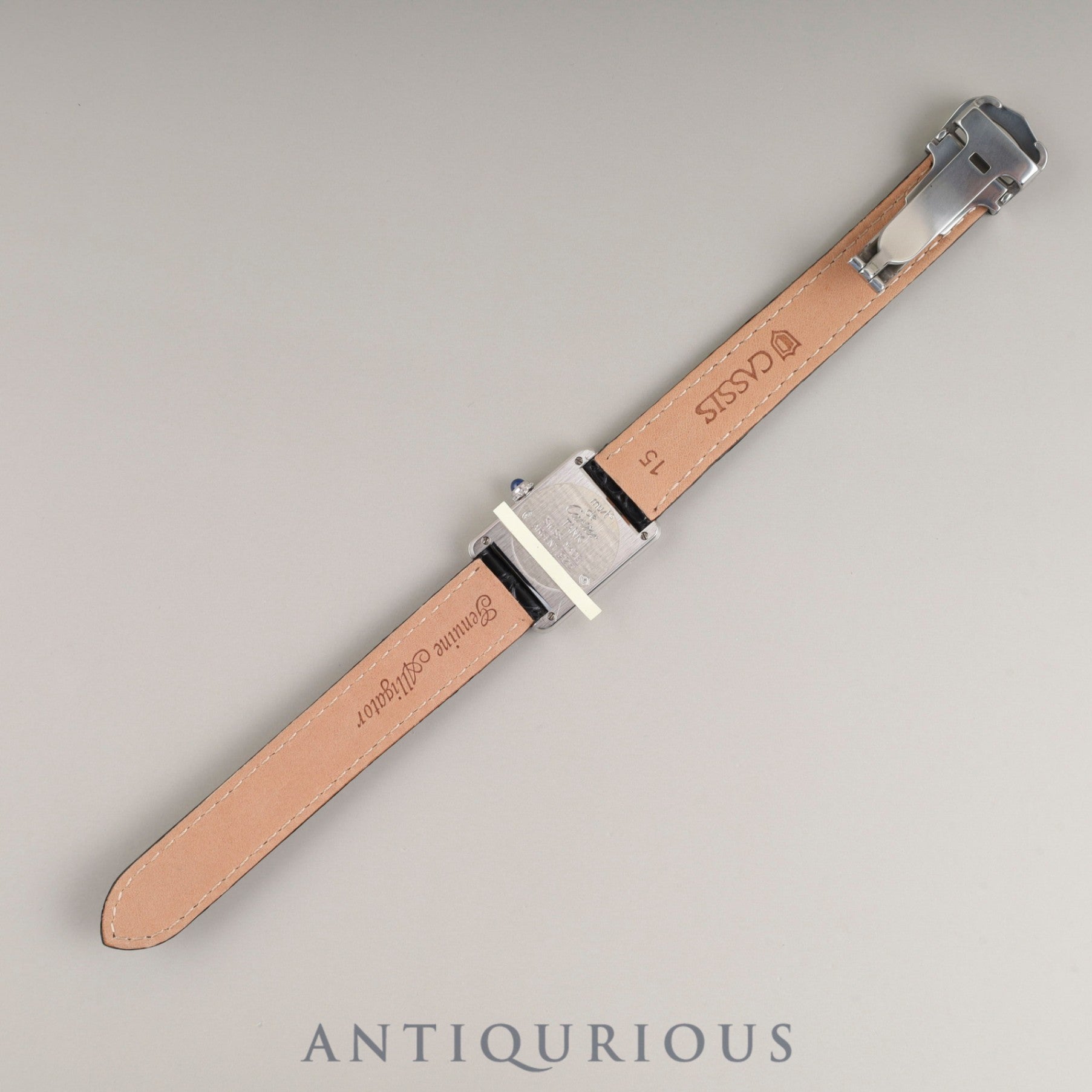 Cartier Must Tank SM W1001565 / 1614 Quartz Caliber 057 SV925 Leather Strap with Genuine D-Buckle (Stainless Steel) White Roman Dial Overhauled