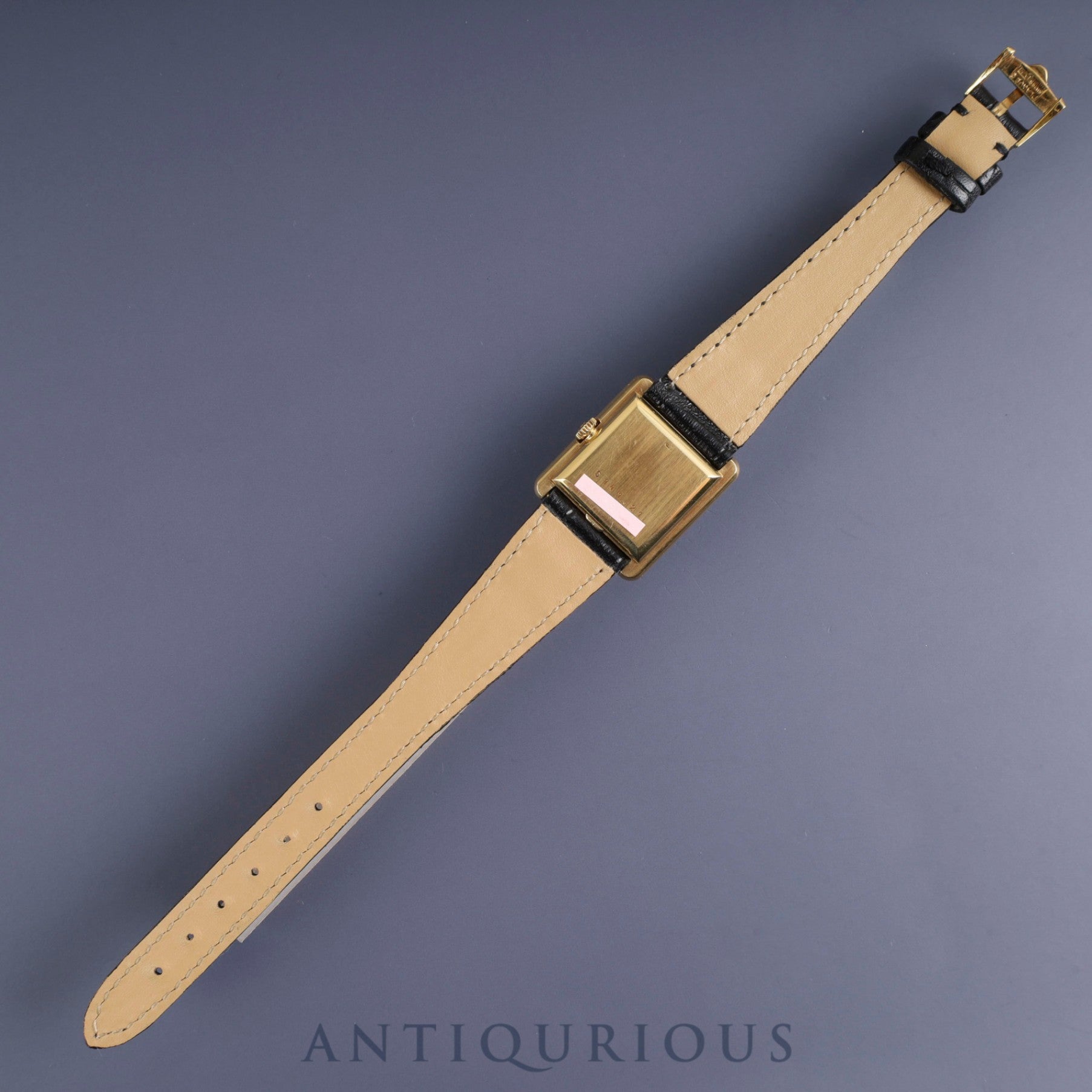 ジャガー・ルクルト スクエアケース 6141.21 手巻き 750 革 純正尾錠(GP)オニキス文字盤 オーバーホール済み