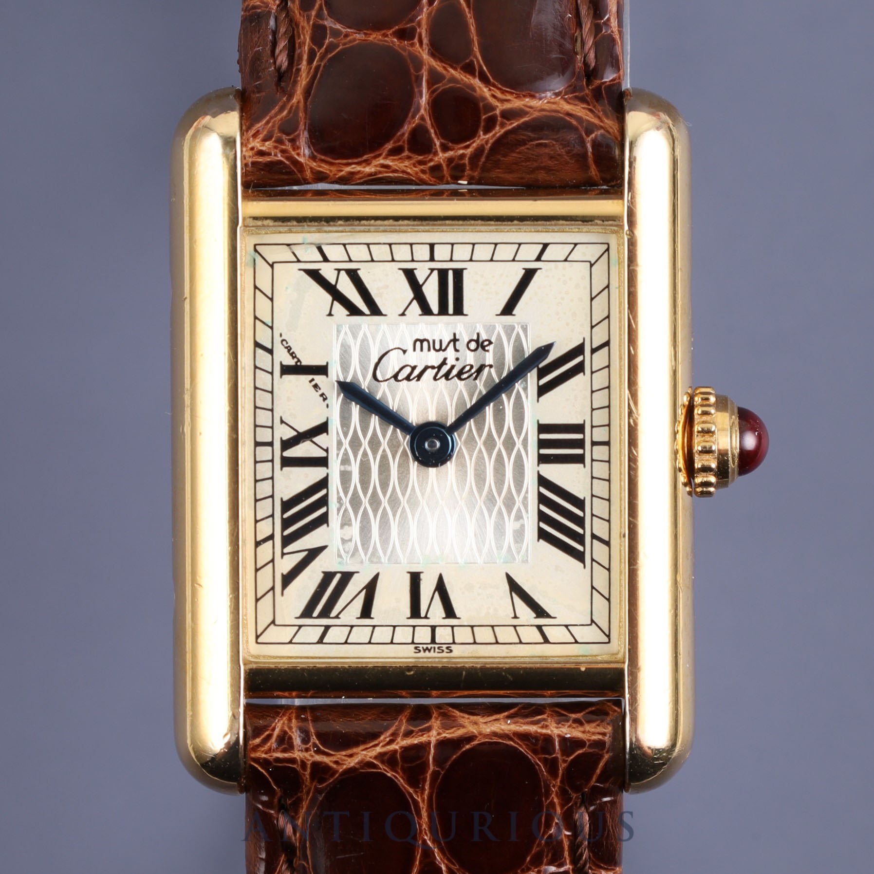 カルティエ マストタンク SM 150周年記念モデル W1010195 クォーツ Cal.057 SV925 革 純正尾錠 Dバックル(GP) ホワイトローマン文字盤 1997年 箱 保証書 オーバーホール済み