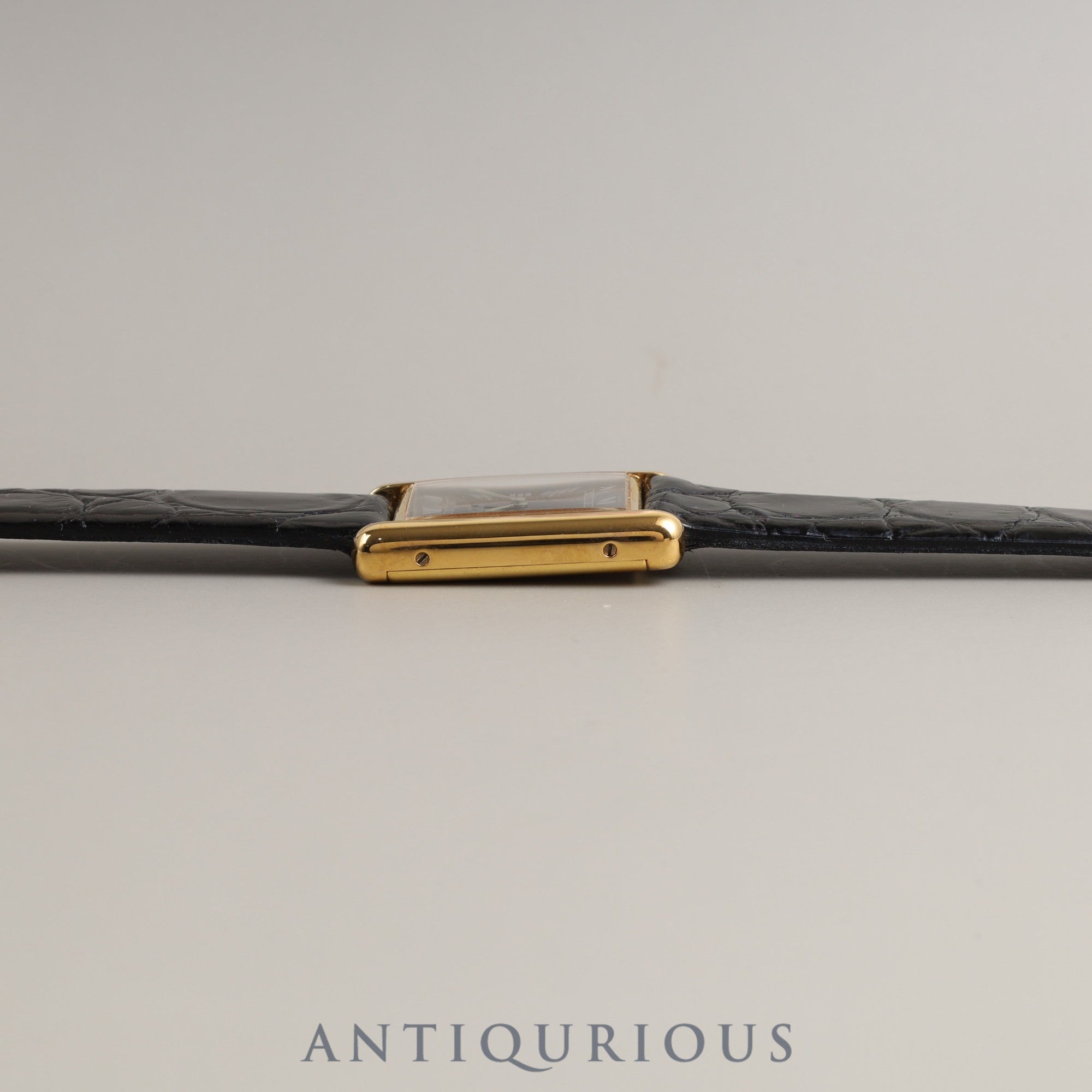Cartier Must Tank LM Manual winding 925 Leather Genuine buckle (GP) Black Roman dial Box Overhauled