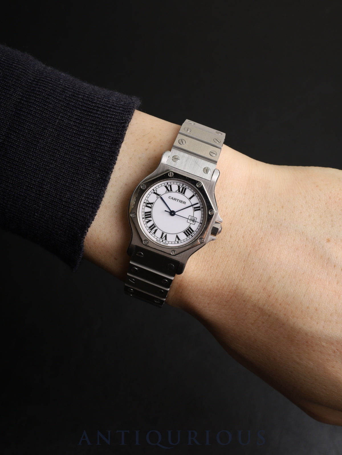 Cartier Santos Octagon LM 81037188 / 2965 Automatic SS SS White Roman Dial (SWISS MADE indication) Complete service performed at Cartier boutique on 2025/12/8